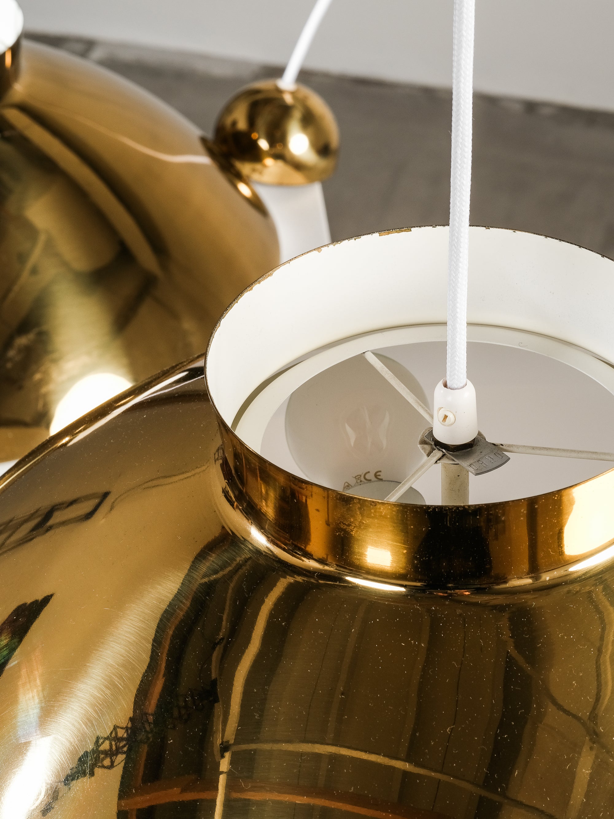 Pair of Model 61-368 Lisa Johansson-Pape Brass Pendants, Orno, Finland, 1950s