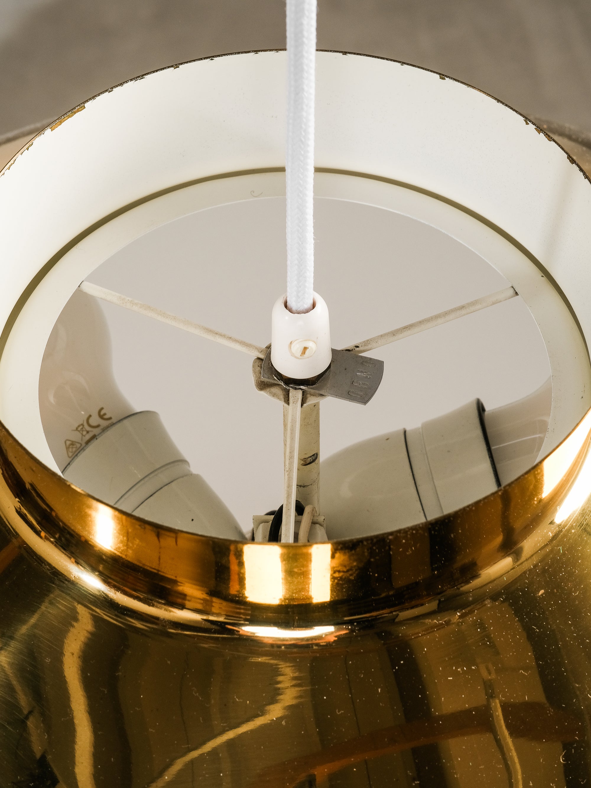 Pair of Model 61-368 Lisa Johansson-Pape Brass Pendants, Orno, Finland, 1950s