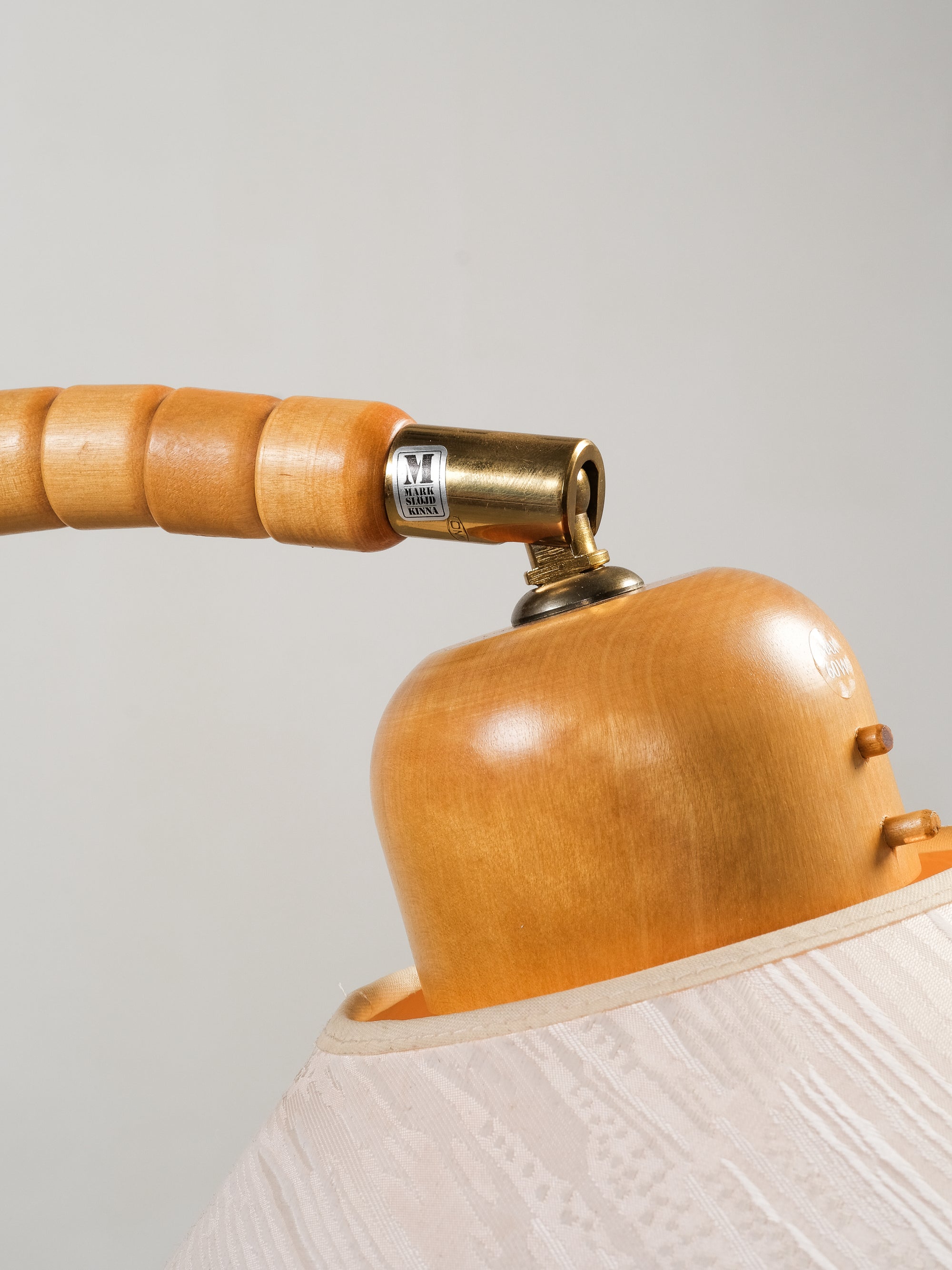 Sculptural Floor Lamp in Birch Wood and Brass by Markslöjd, Sweden, 1970s