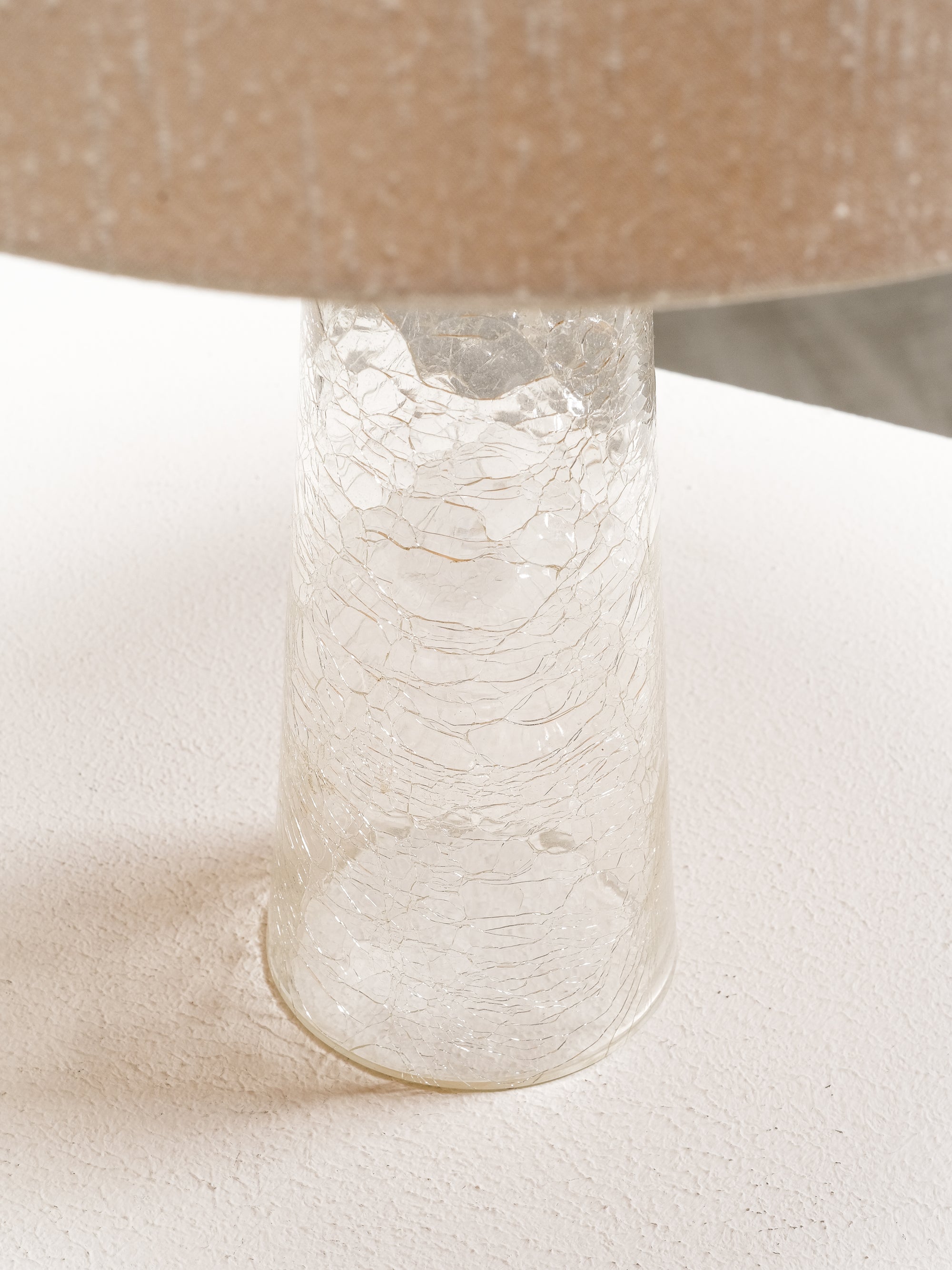 Mid-Century Modern Crackle Glass &amp; Brass Table Lamp by Stockmann, Finland, 1960s