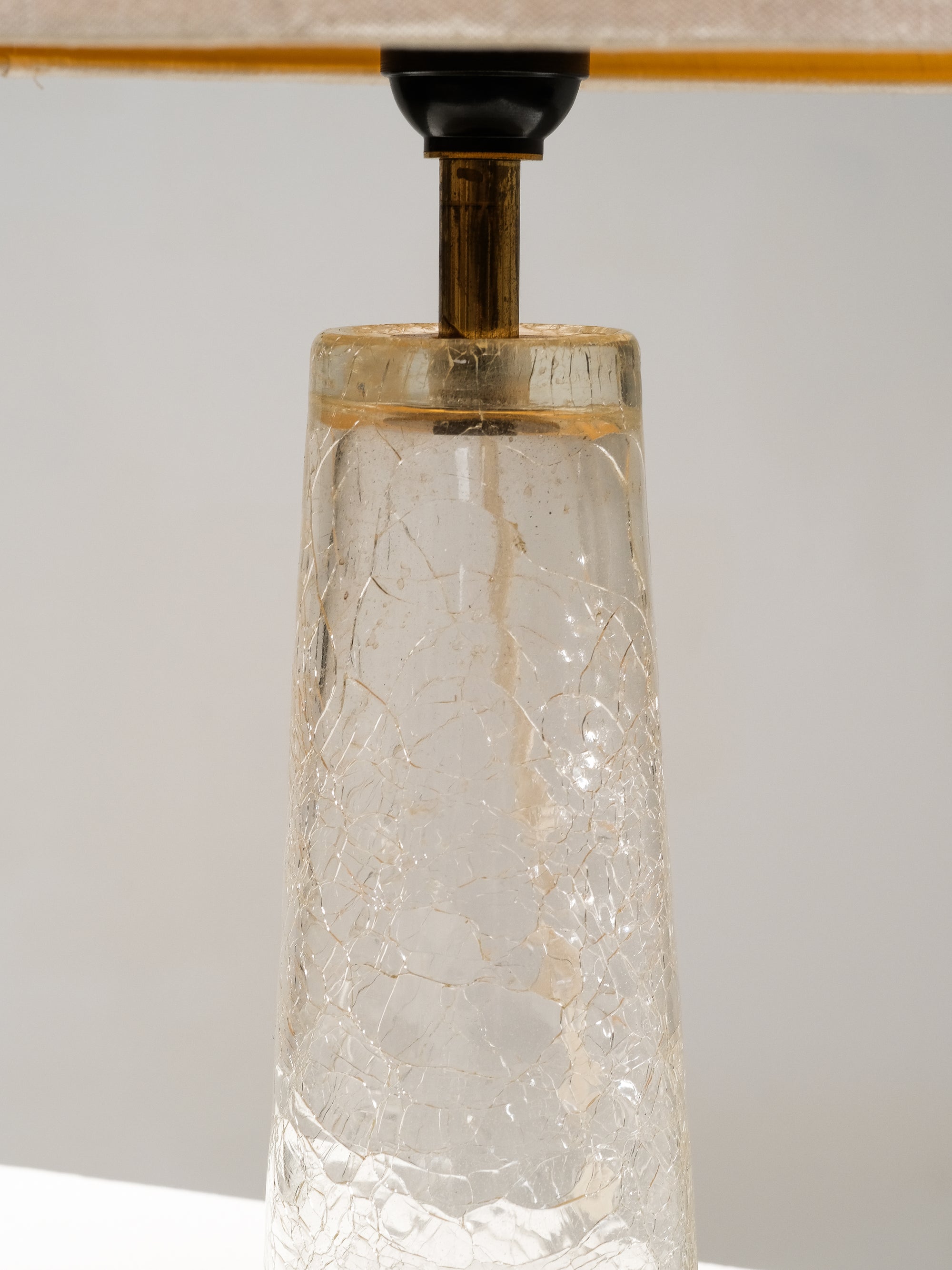 Mid-Century Modern Crackle Glass &amp; Brass Table Lamp by Stockmann, Finland, 1960s