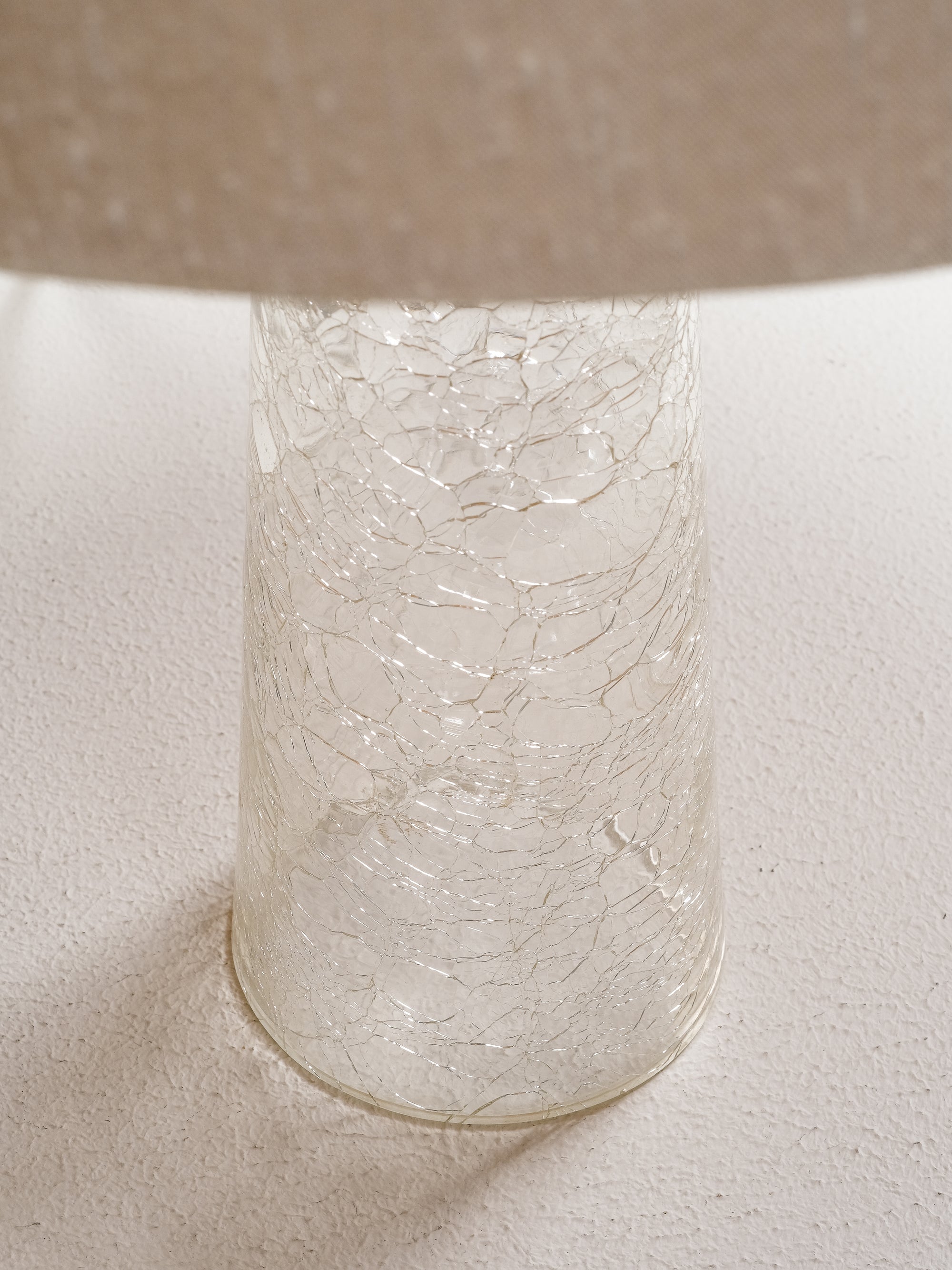 Mid-Century Modern Crackle Glass &amp; Brass Table Lamp by Stockmann, Finland, 1960s