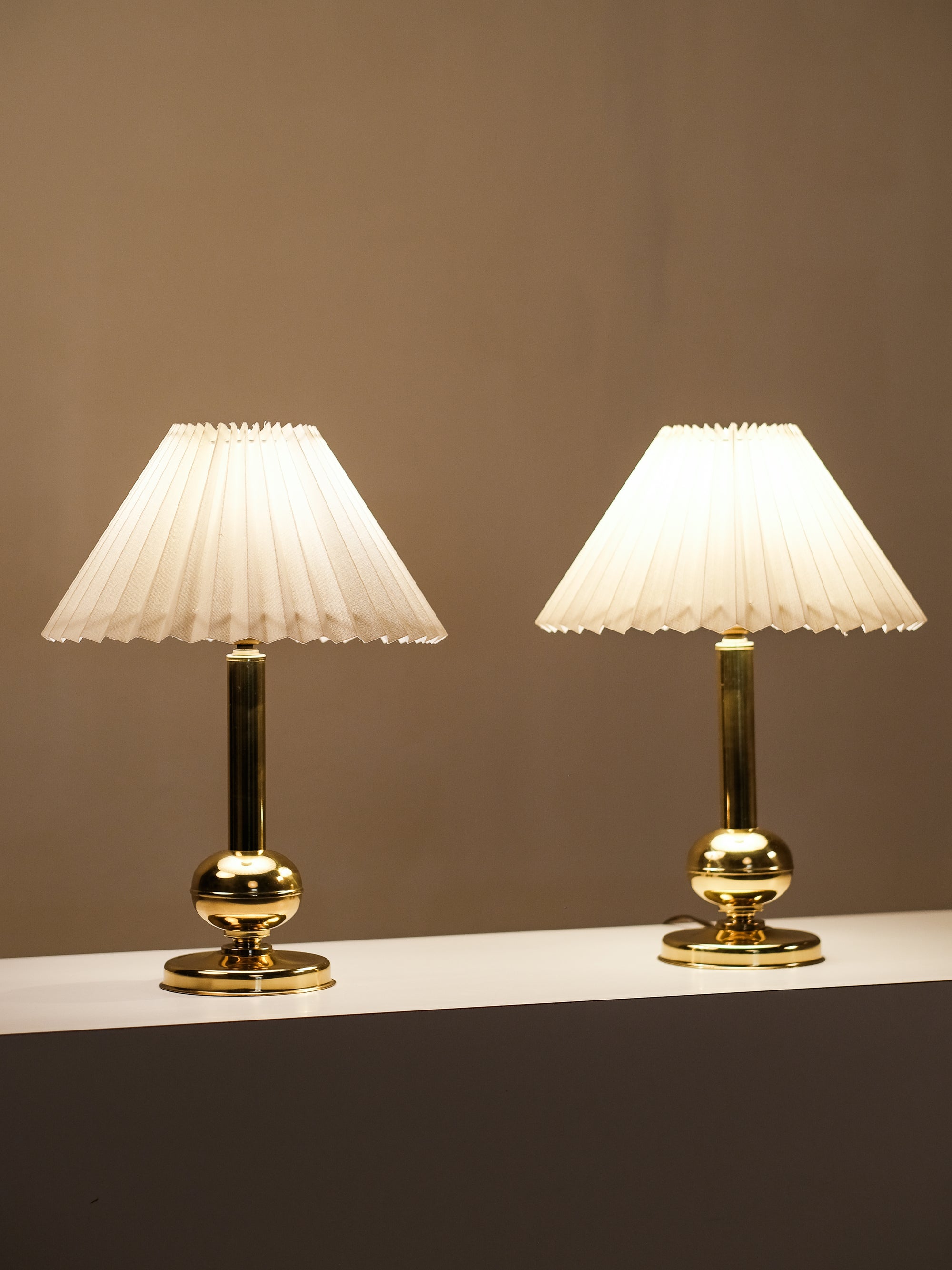 Pair of Norwegian Brass Table Lamps by G. Johansen, 1960s