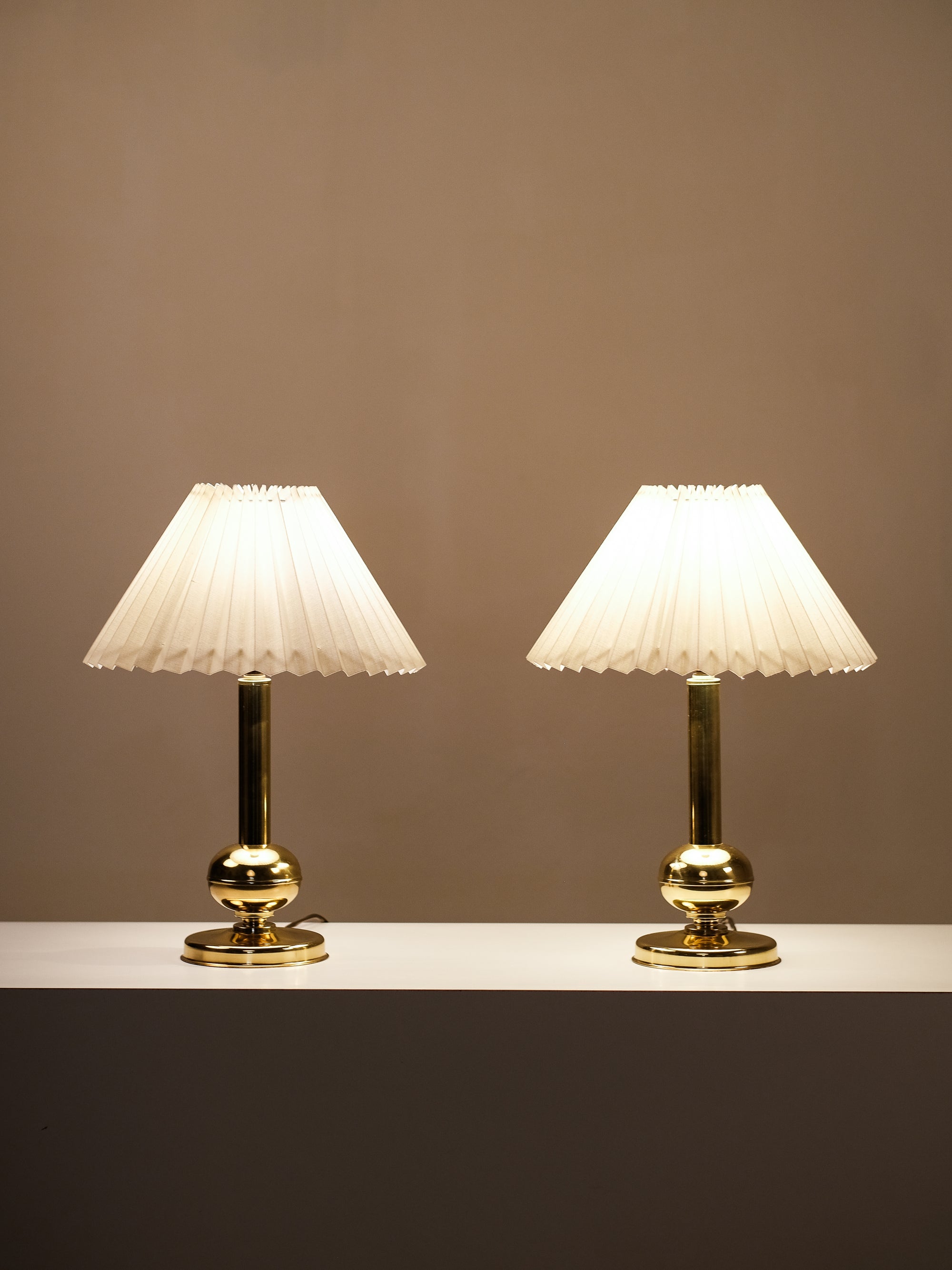 Pair of Norwegian Brass Table Lamps by G. Johansen, 1960s