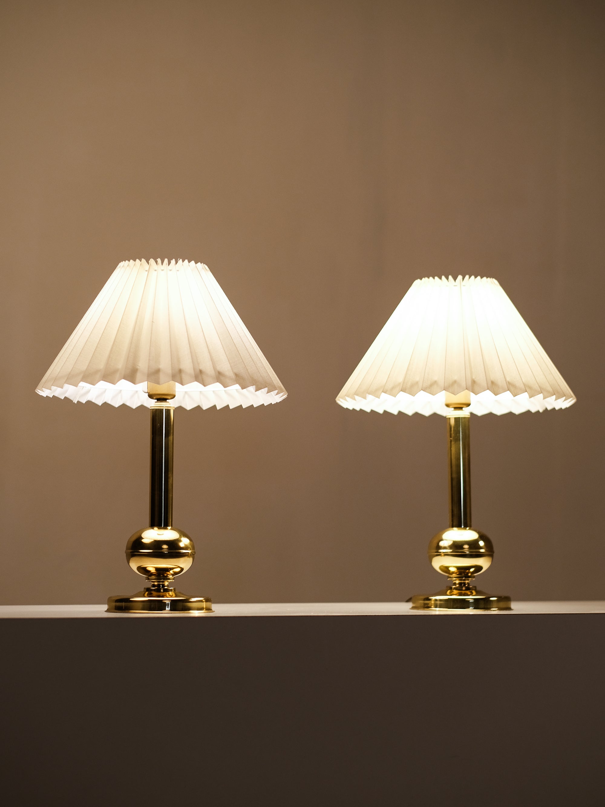 Pair of Norwegian Brass Table Lamps by G. Johansen, 1960s