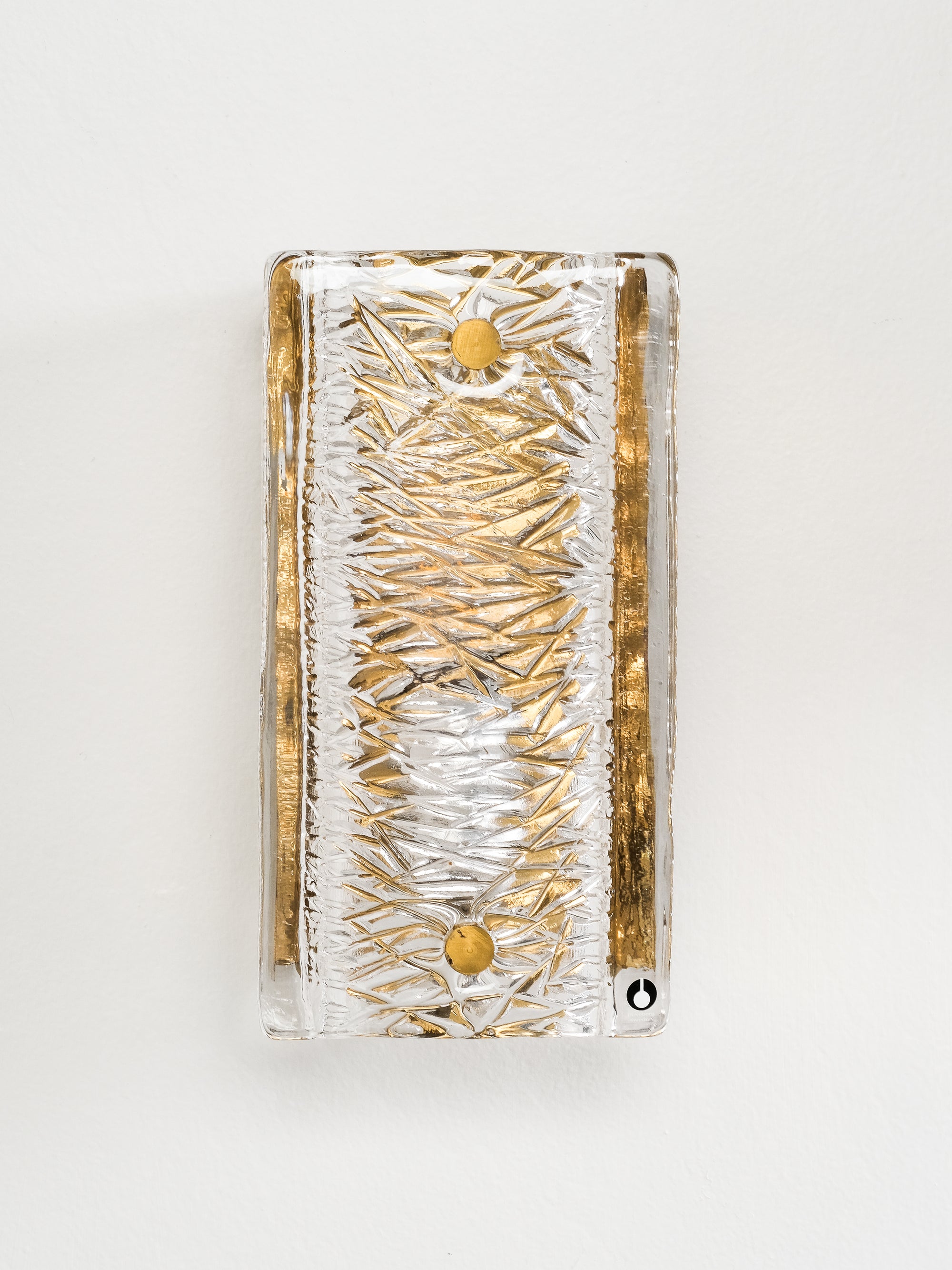 Pair of Pukeberg Brass and Crystal Glass Wall Sconces, Sweden, 1970s