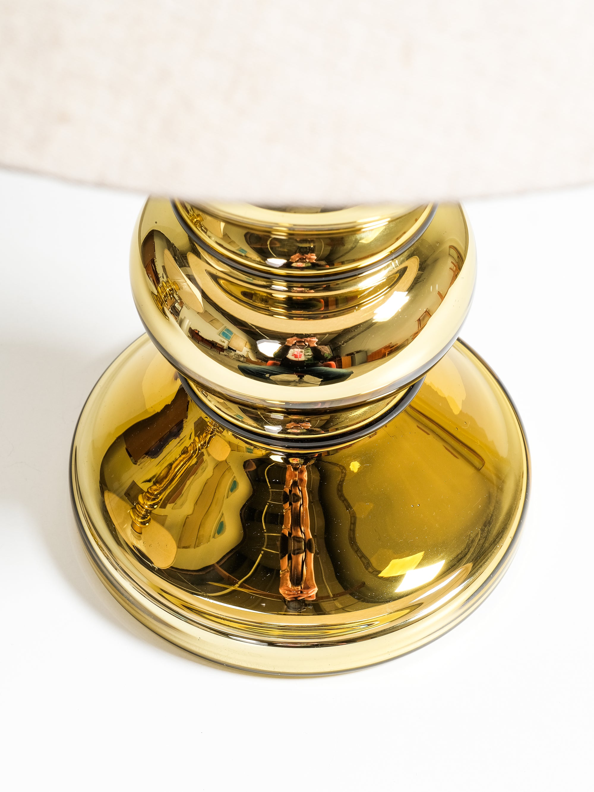 Pair of Golden Art Glass Table Lamps by Flygsfors, Sweden, 1960s