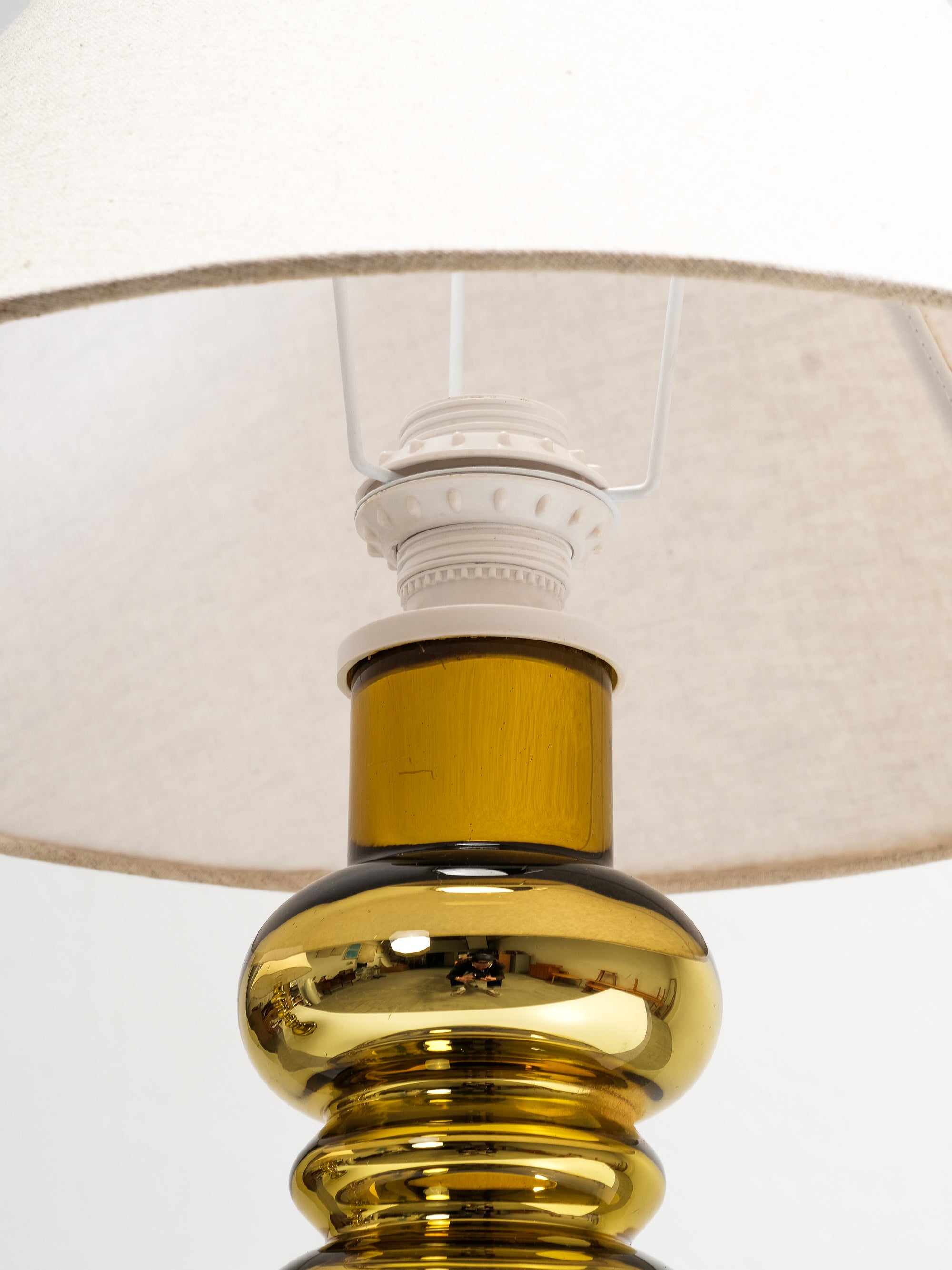 Pair of Golden Art Glass Table Lamps by Flygsfors, Sweden, 1960s