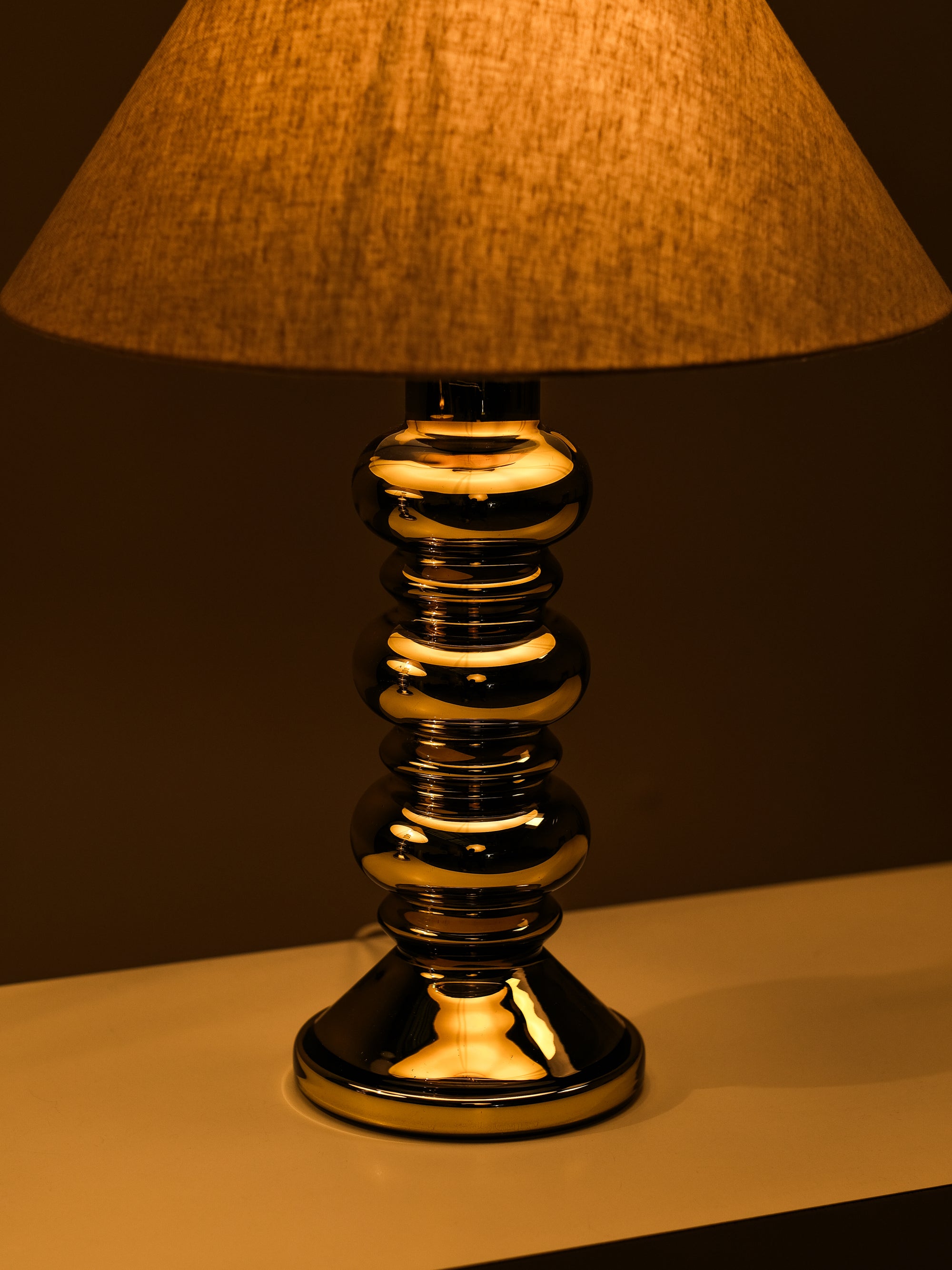 Pair of Golden Art Glass Table Lamps by Flygsfors, Sweden, 1960s