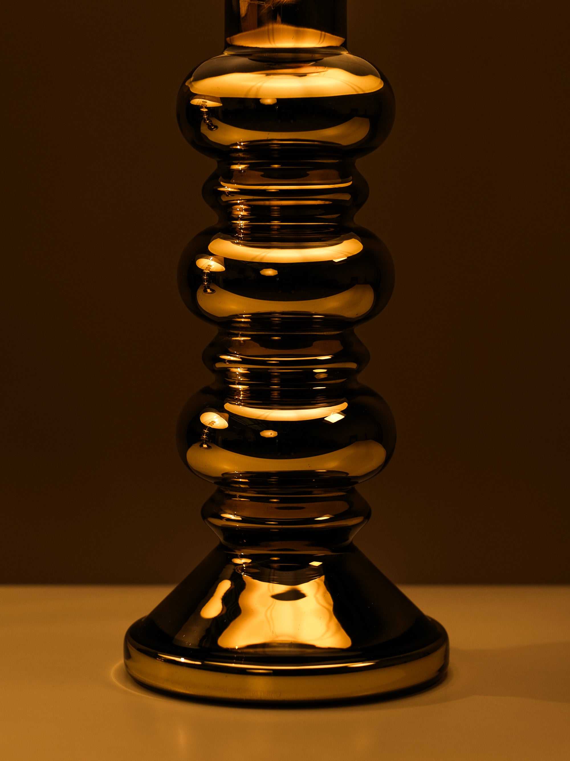 Pair of Golden Art Glass Table Lamps by Flygsfors, Sweden, 1960s