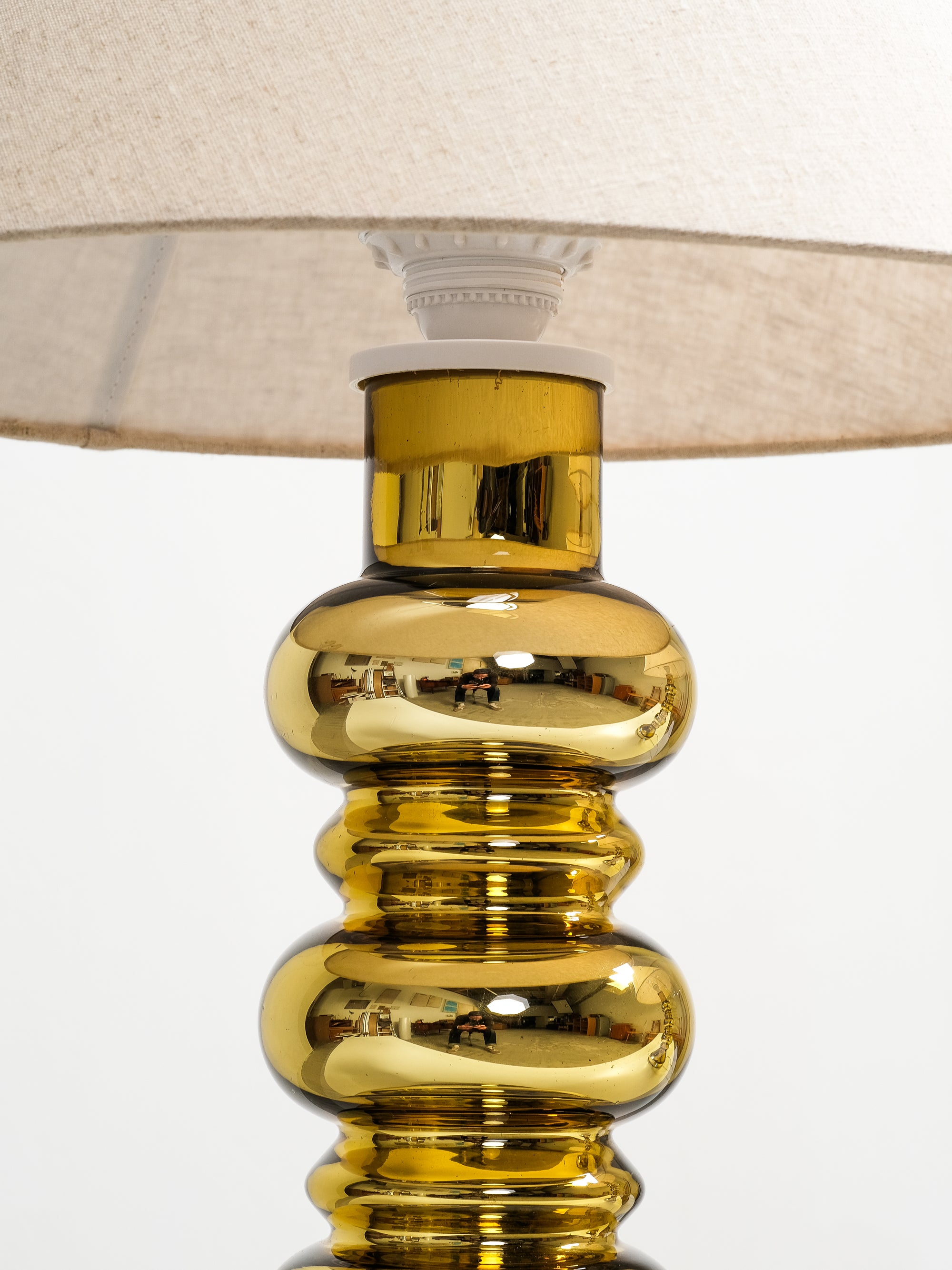 Pair of Golden Art Glass Table Lamps by Flygsfors, Sweden, 1960s