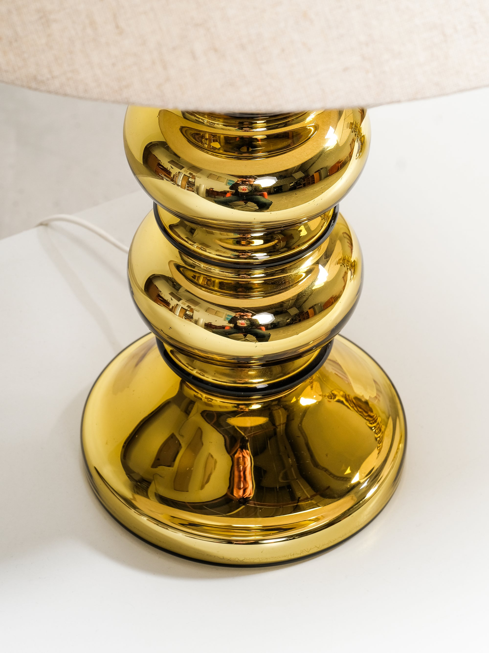 Pair of Golden Art Glass Table Lamps by Flygsfors, Sweden, 1960s