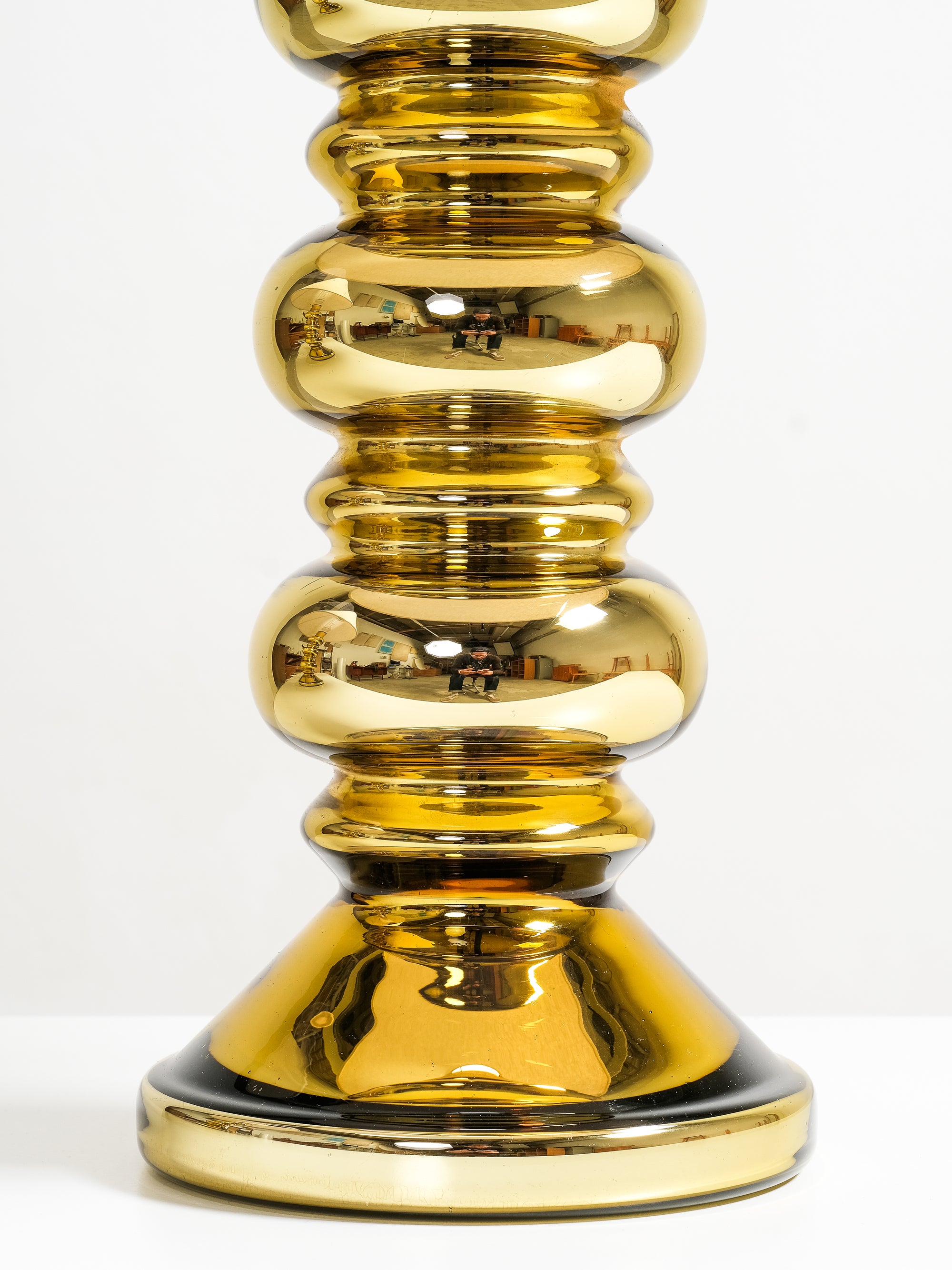 Pair of Golden Art Glass Table Lamps by Flygsfors, Sweden, 1960s