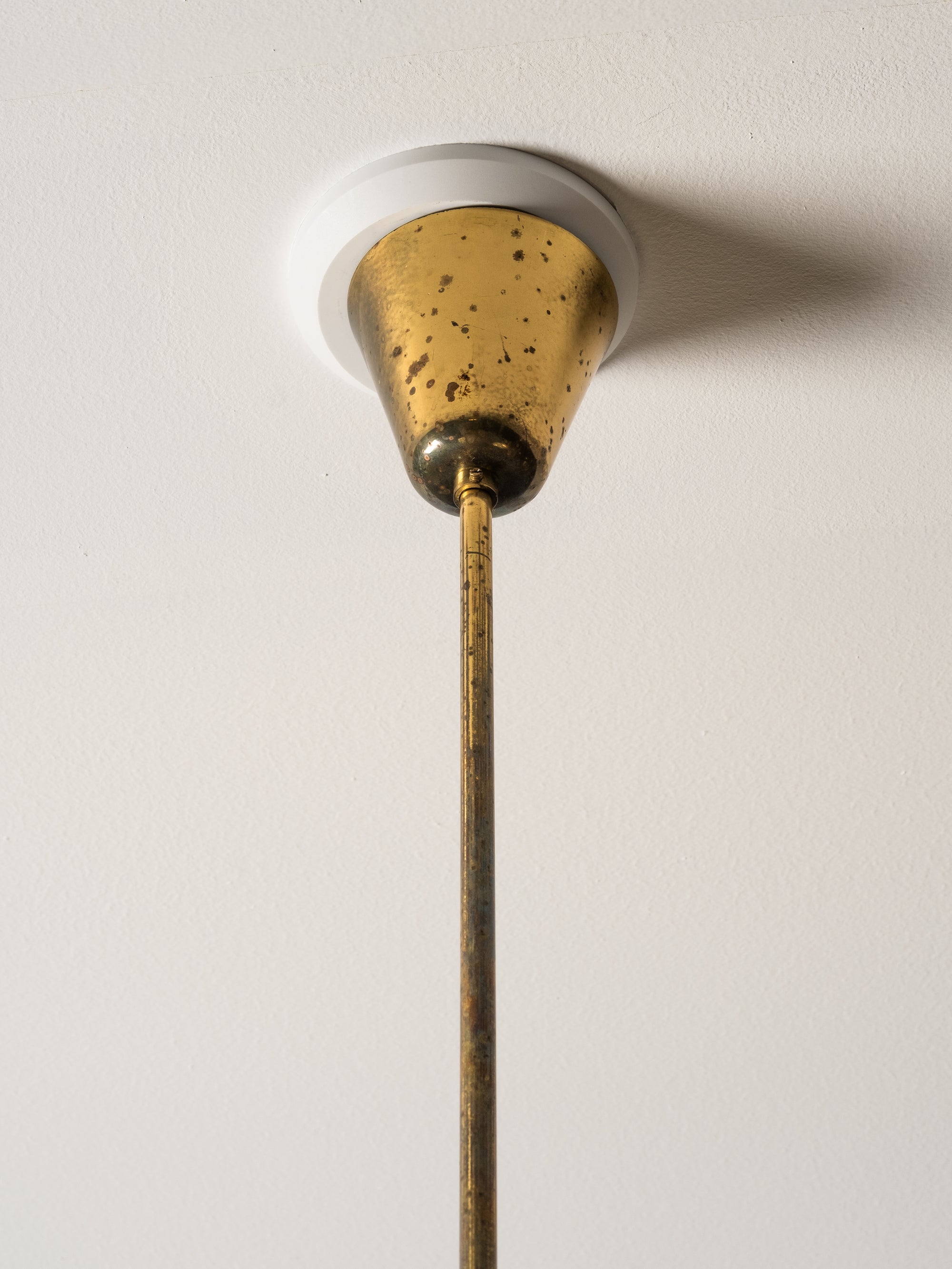 Opaline Glass and Brass Chandelier by Sievä, Finland, 1950s