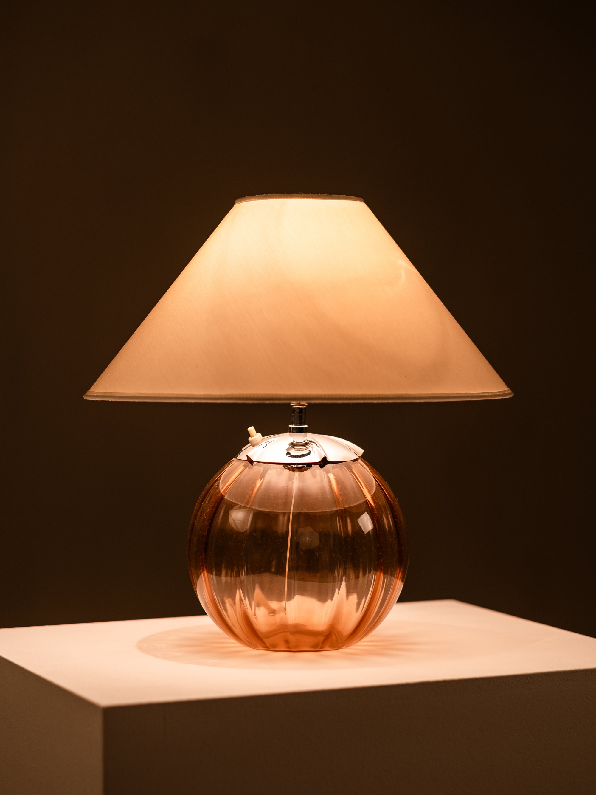 Swedish Modern Dusty Pink Glass Table Lamp, 1940s