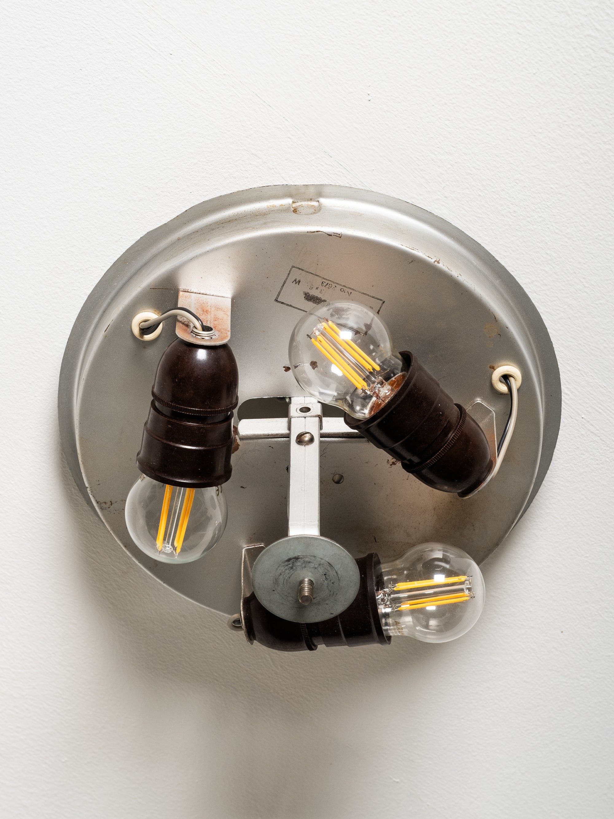 Mid-Century Brass &amp; Synthetic Textile Flush Mount, Model K5-40, Idman, 1950s