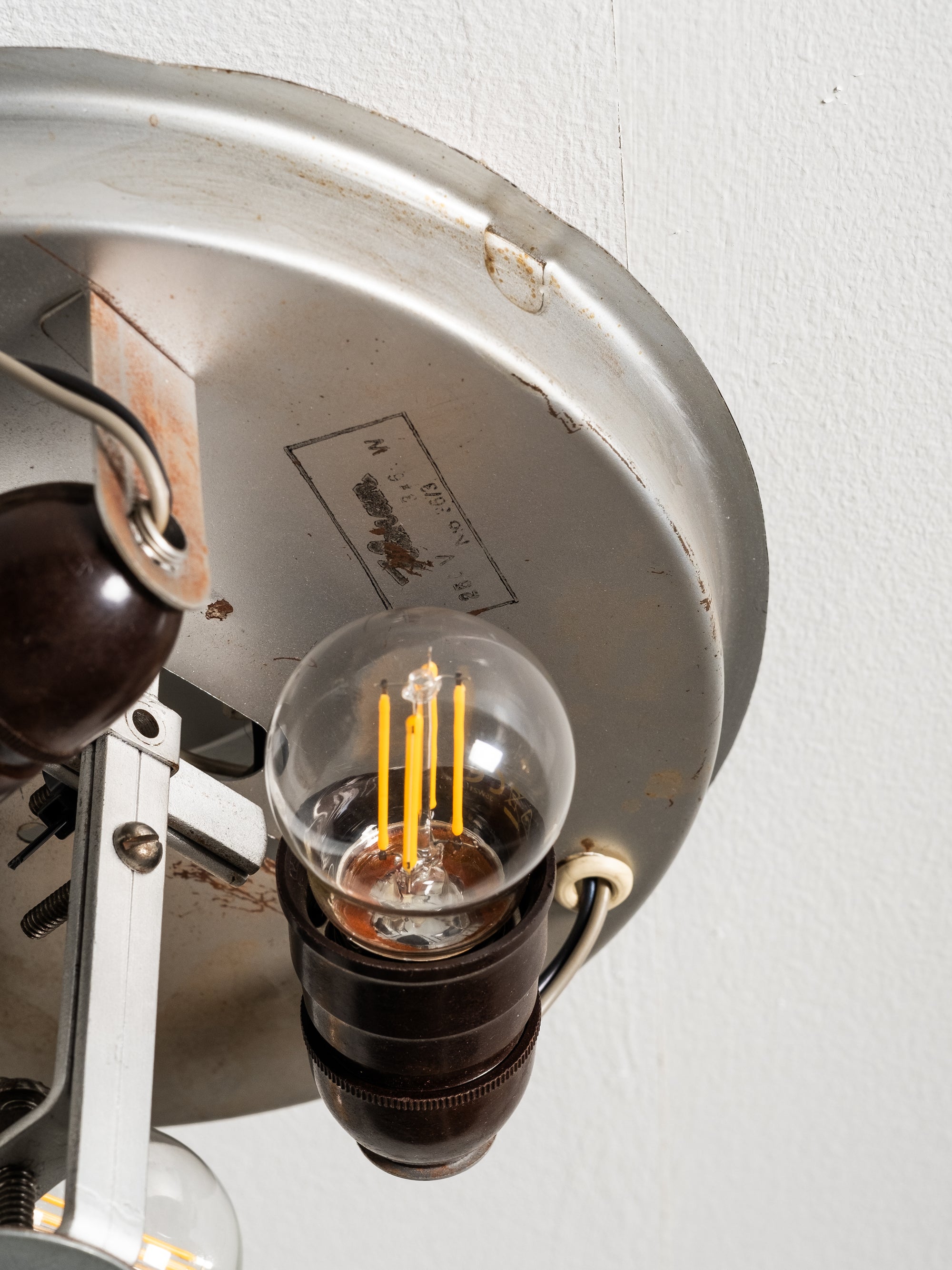 Mid-Century Brass &amp; Synthetic Textile Flush Mount, Model K5-40, Idman, 1950s