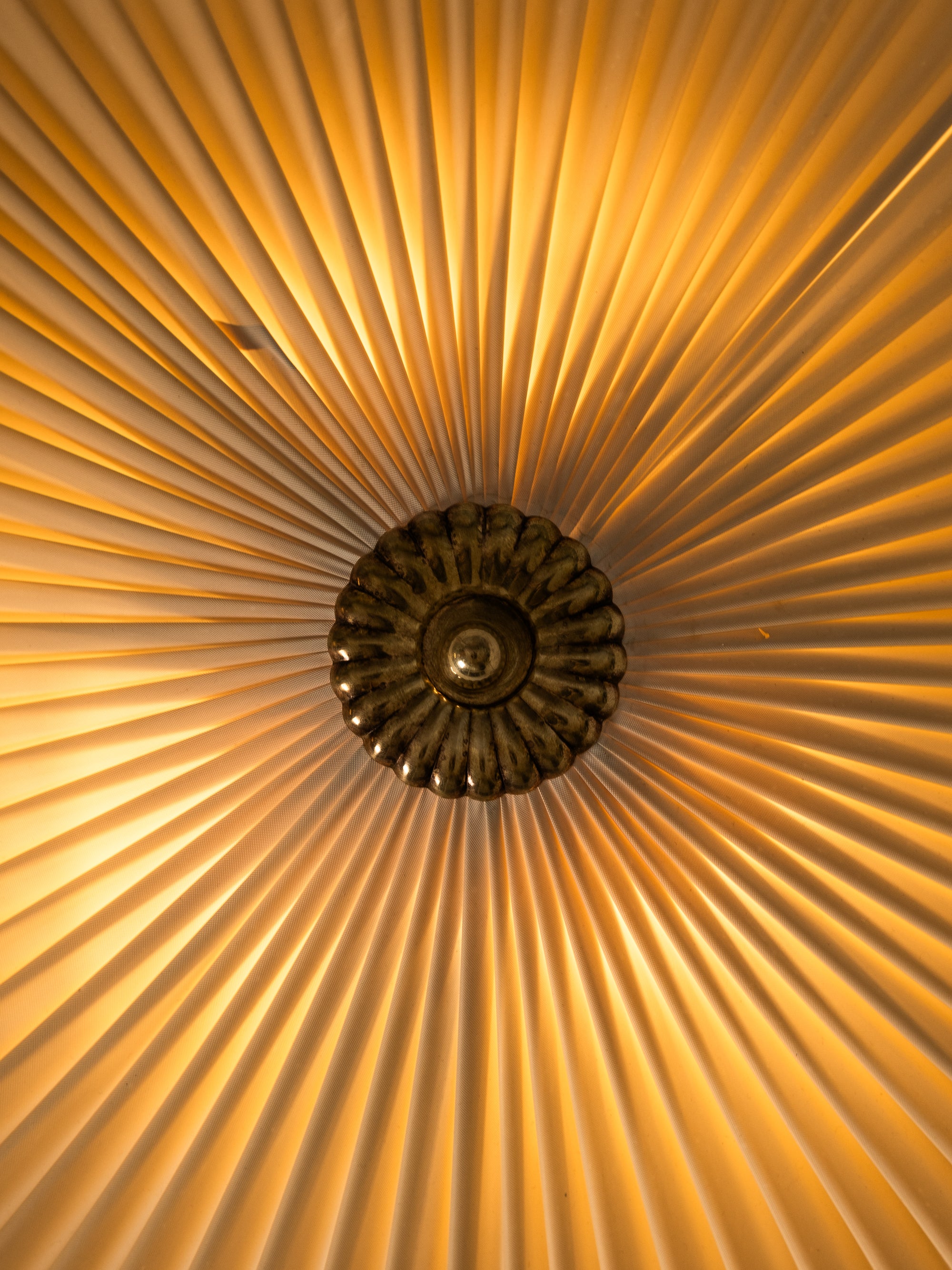 Mid-Century Brass &amp; Synthetic Textile Flush Mount, Model K5-40, Idman, 1950s