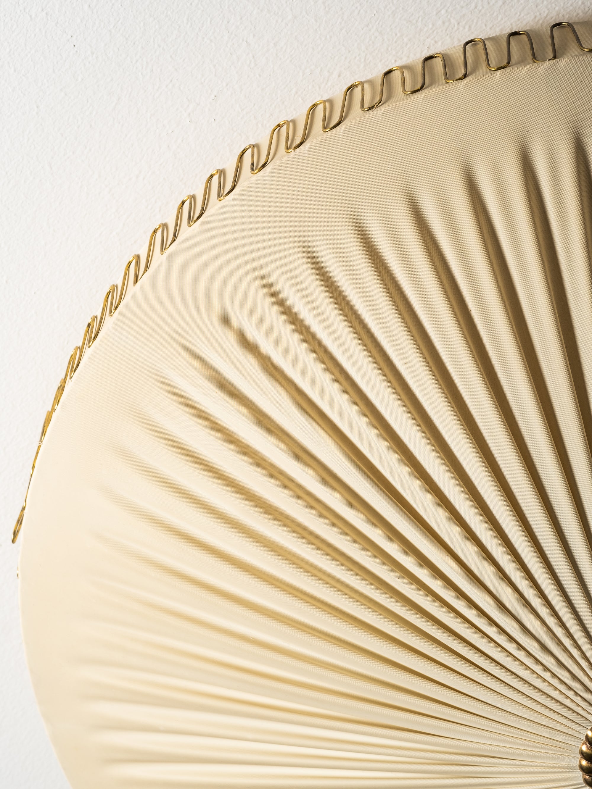 Mid-Century Brass &amp; Synthetic Textile Flush Mount, Model K5-40, Idman, 1950s