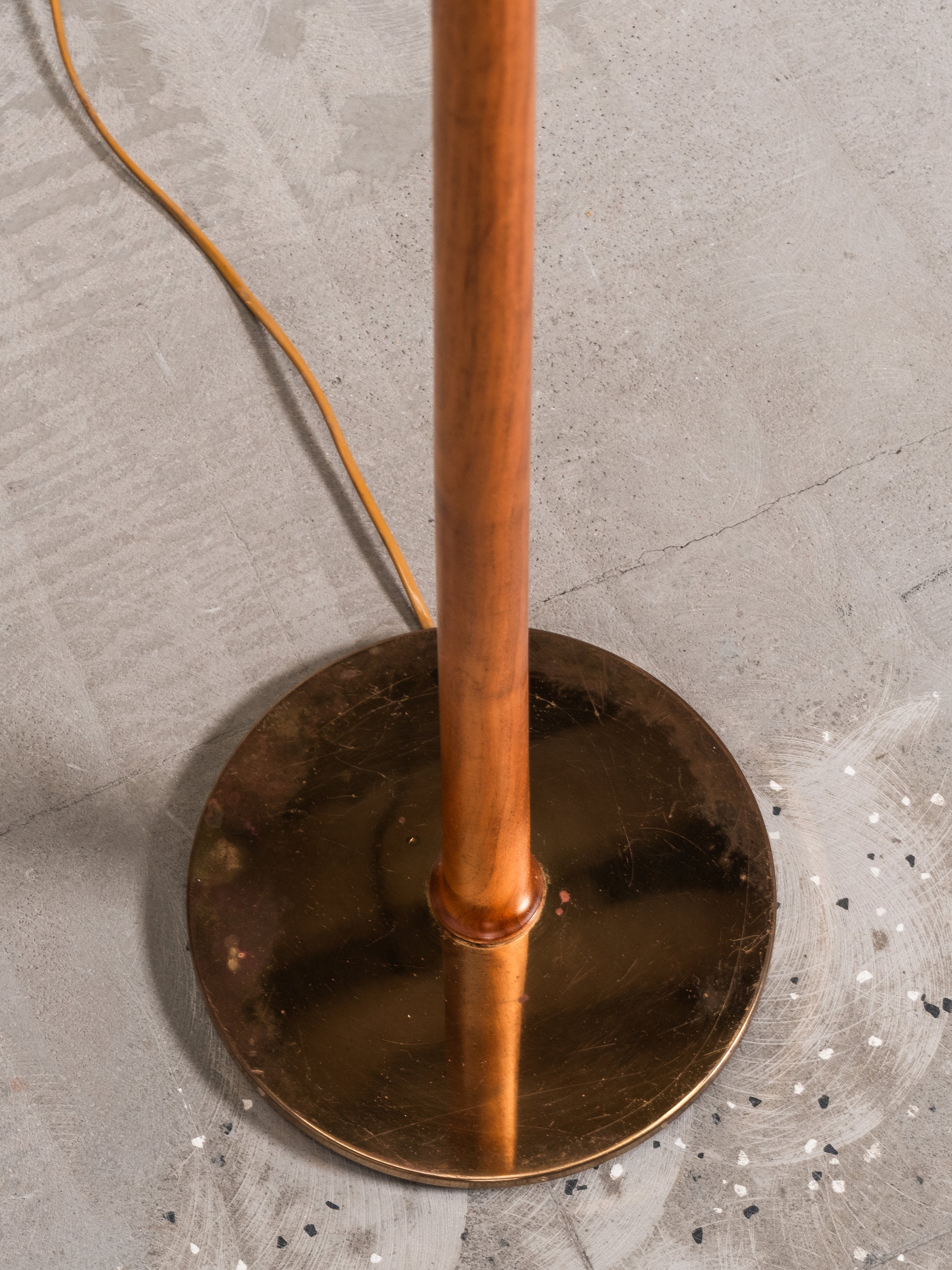 Brass and Teak Floor Lamp Model G-012 by Eje Ahlgren for Bergboms, Sweden, 1950s