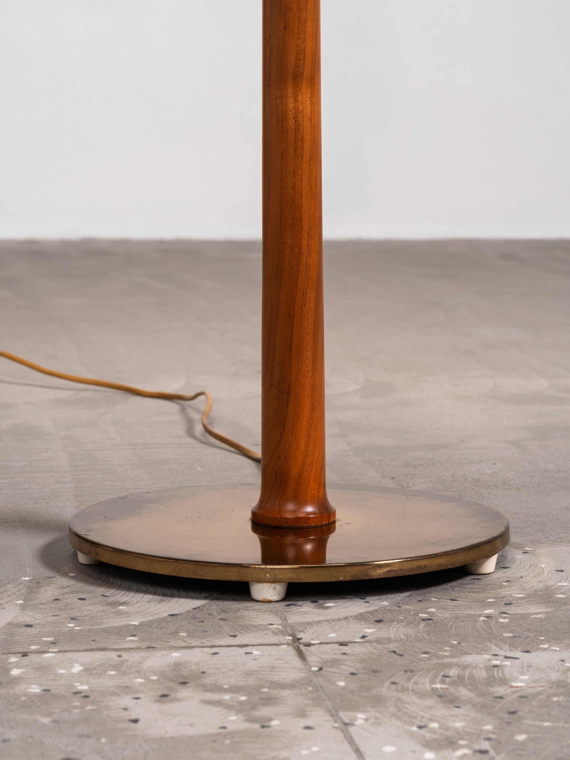 Brass and Teak Floor Lamp Model G-012 by Eje Ahlgren for Bergboms, Sweden, 1950s