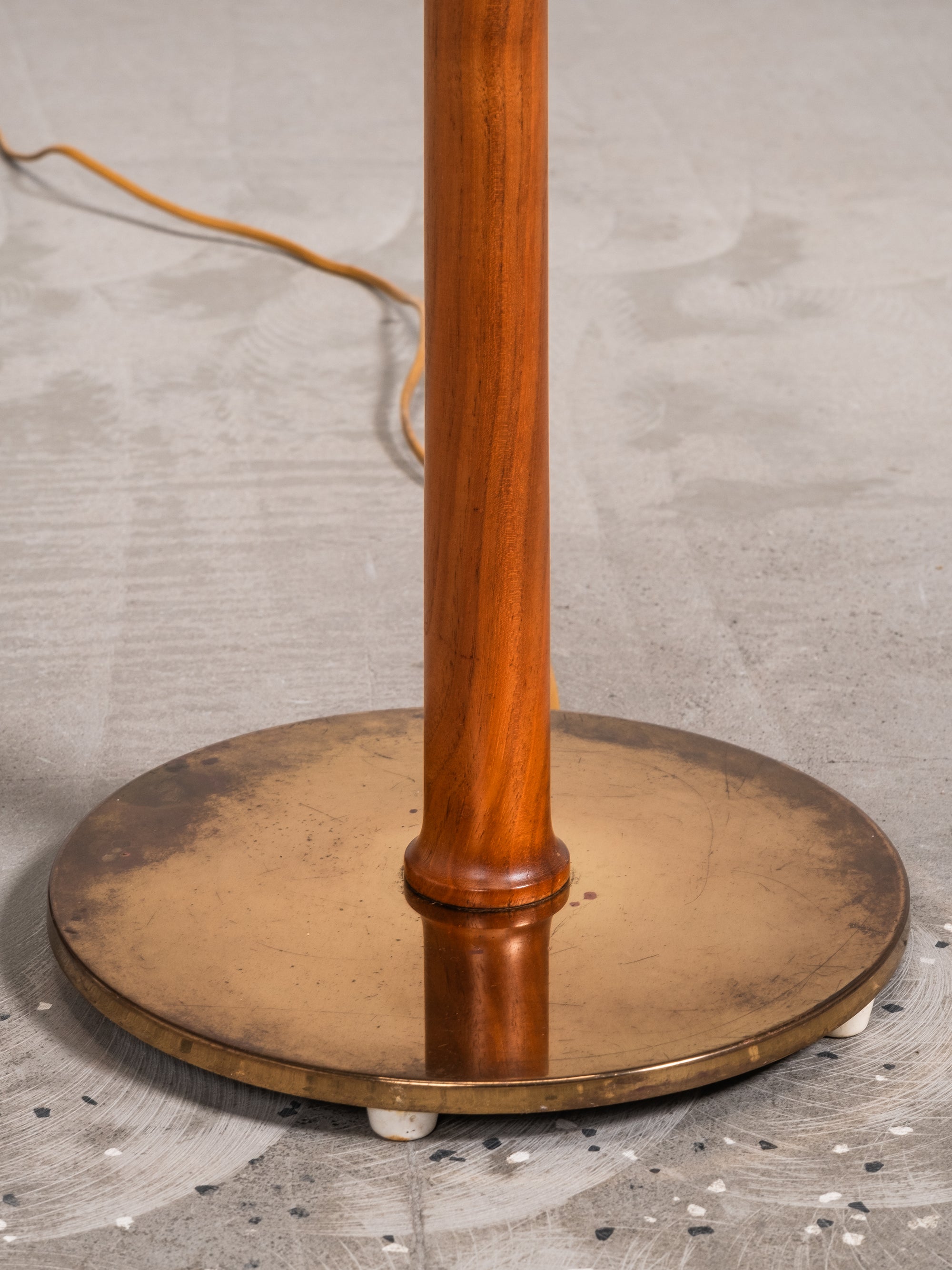 Brass and Teak Floor Lamp Model G-012 by Eje Ahlgren for Bergboms, Sweden, 1950s