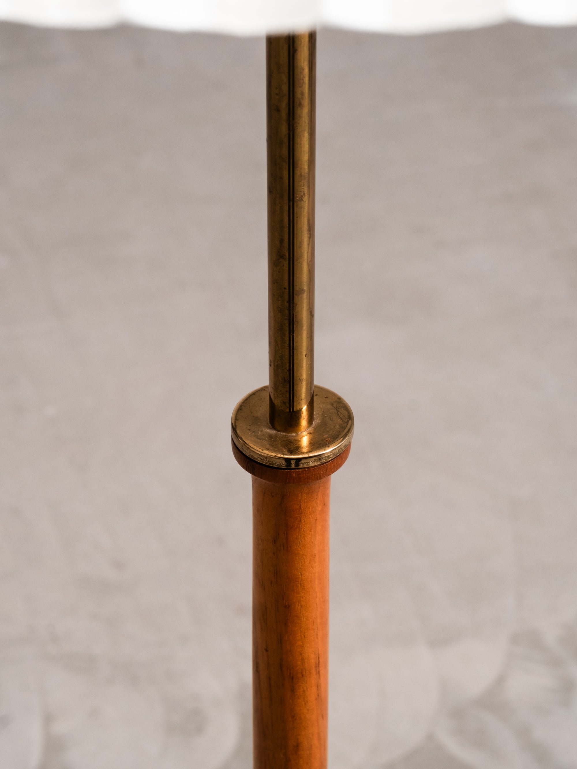 Brass and Teak Floor Lamp Model G-012 by Eje Ahlgren for Bergboms, Sweden, 1950s