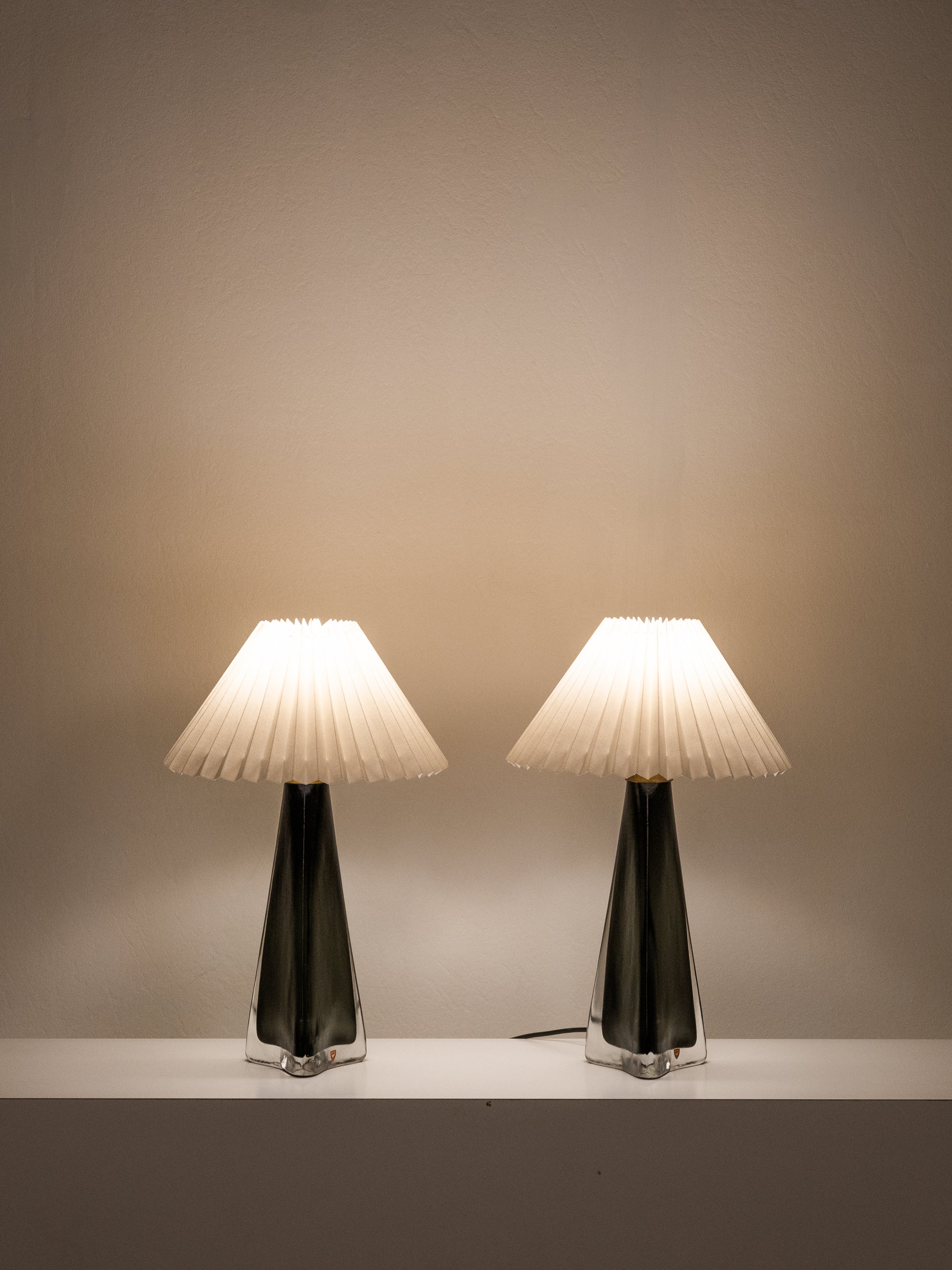 Pair of Large Glass Table Lamps Model RD 1319 by Carl Fagerlund for Orrefors