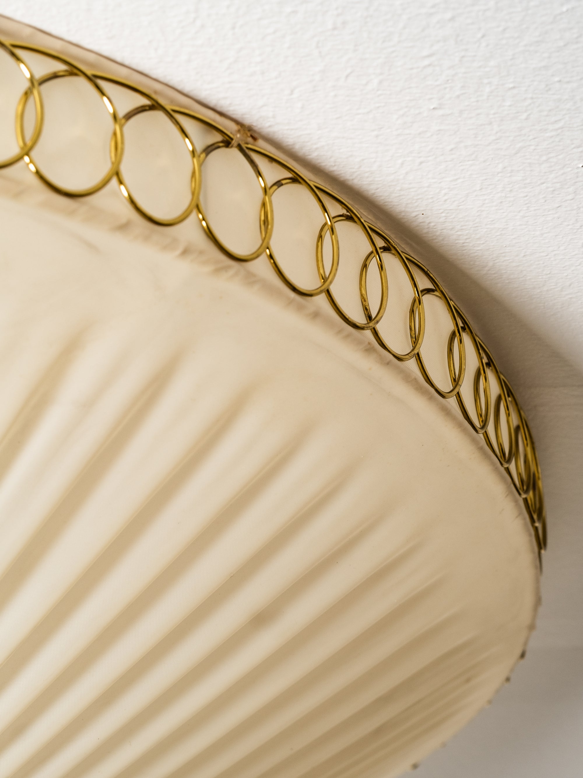 Brass and Synthetic Textile Flush Mount by Idman, Finland, 1950s