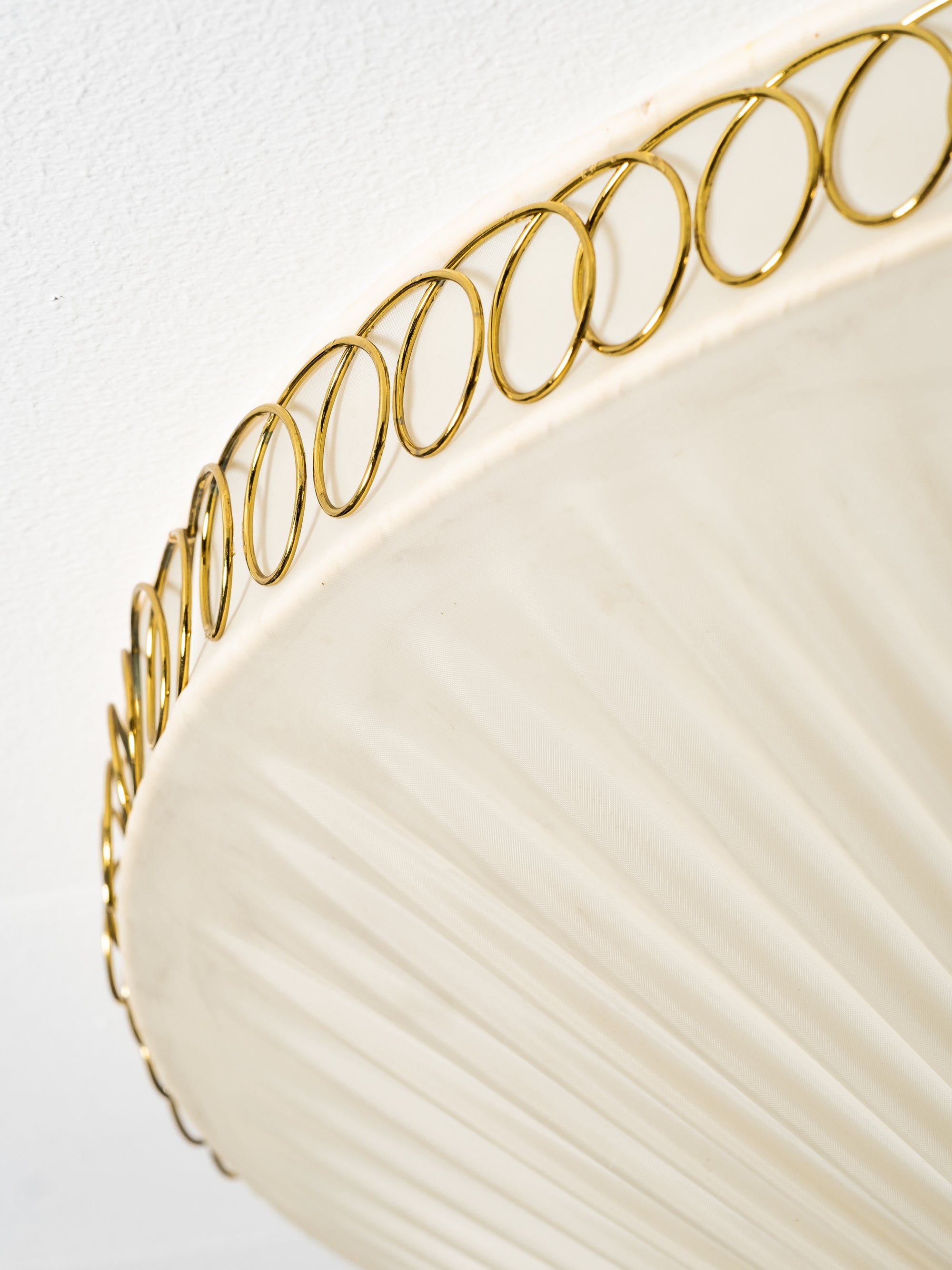 Brass and Synthetic Textile Flush Mount by Idman, Finland, 1950s