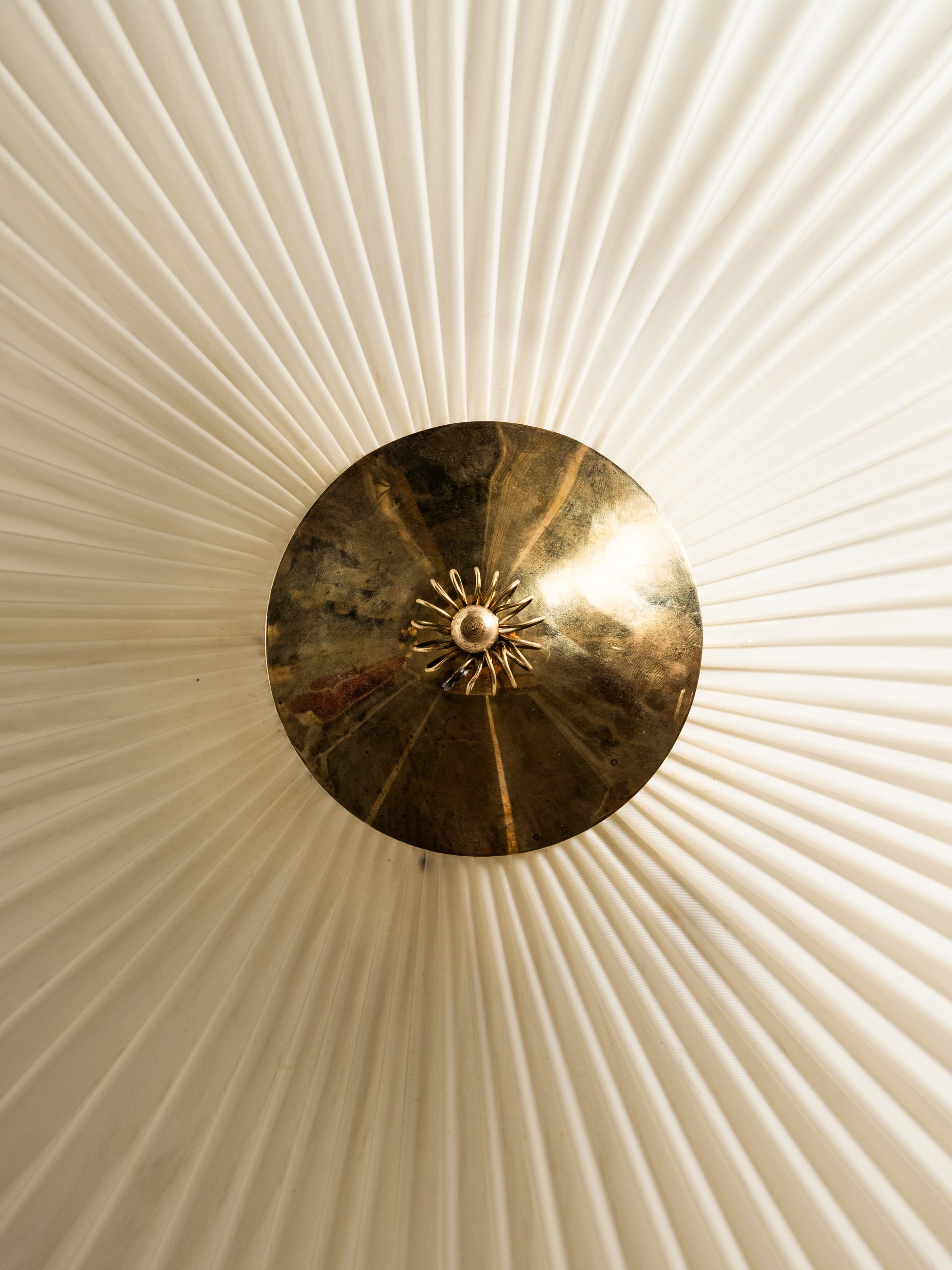 Brass and Synthetic Textile Flush Mount by Idman, Finland, 1950s