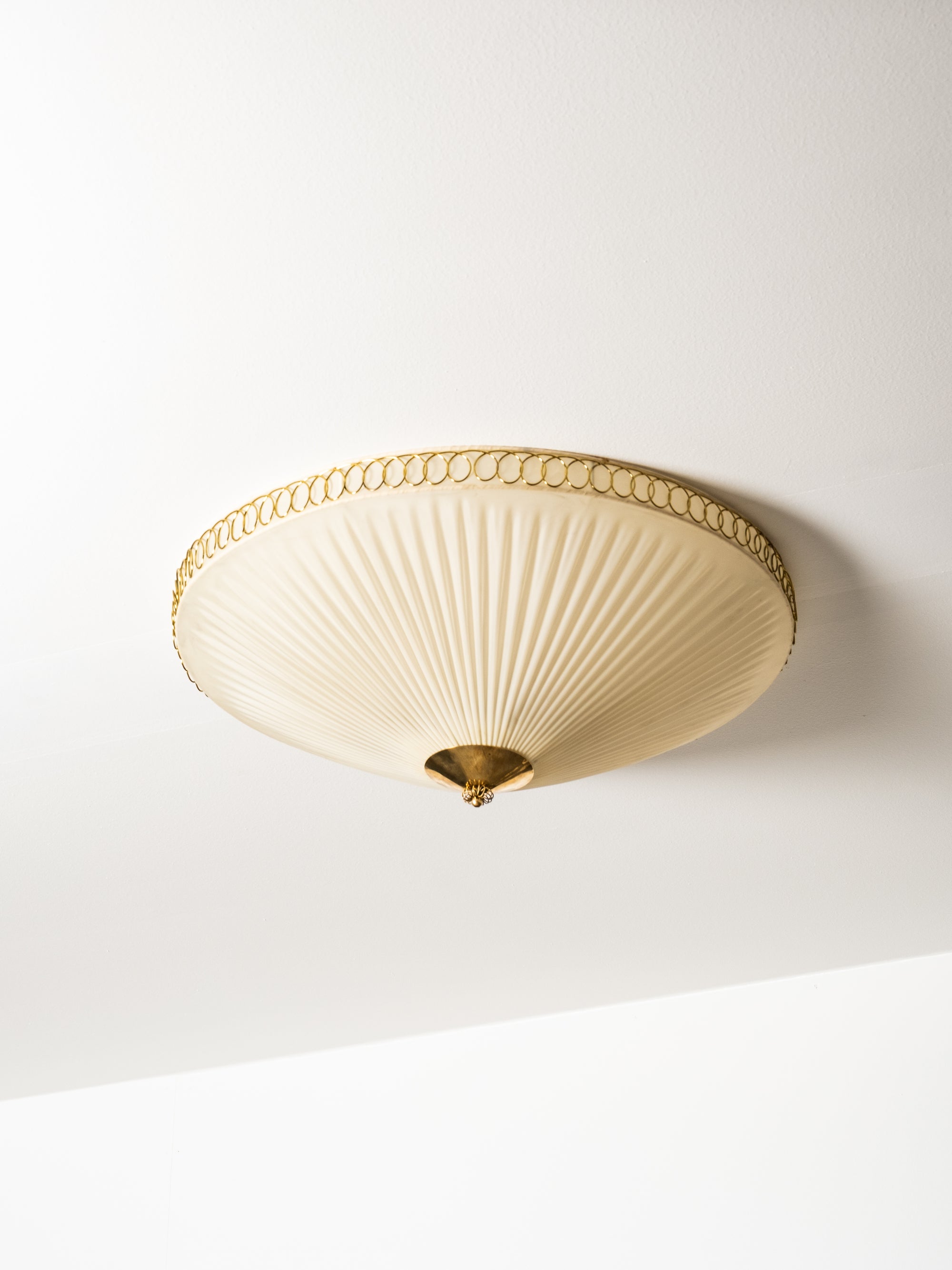 Brass and Synthetic Textile Flush Mount by Idman, Finland, 1950s