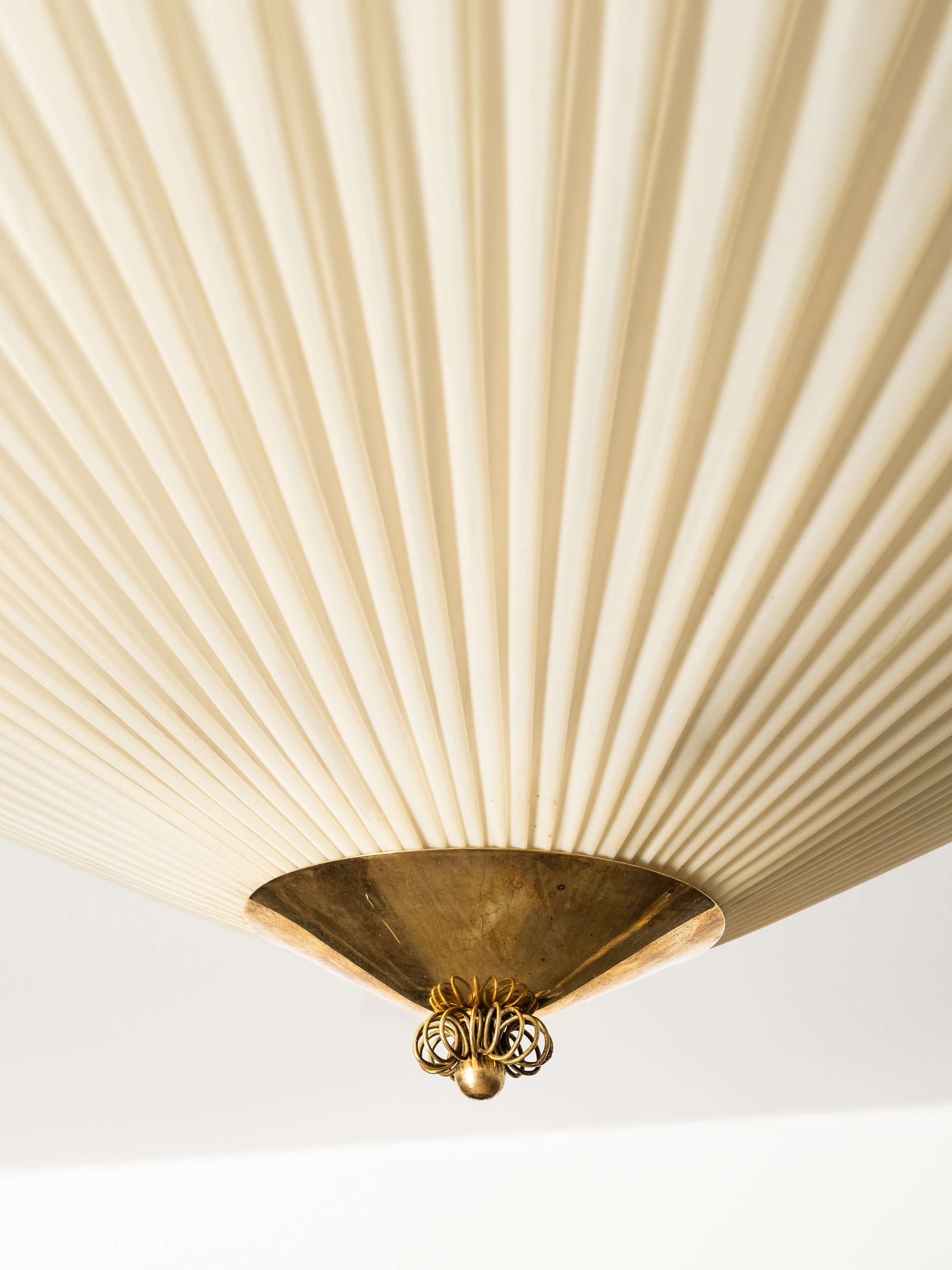 Brass and Synthetic Textile Flush Mount by Idman, Finland, 1950s