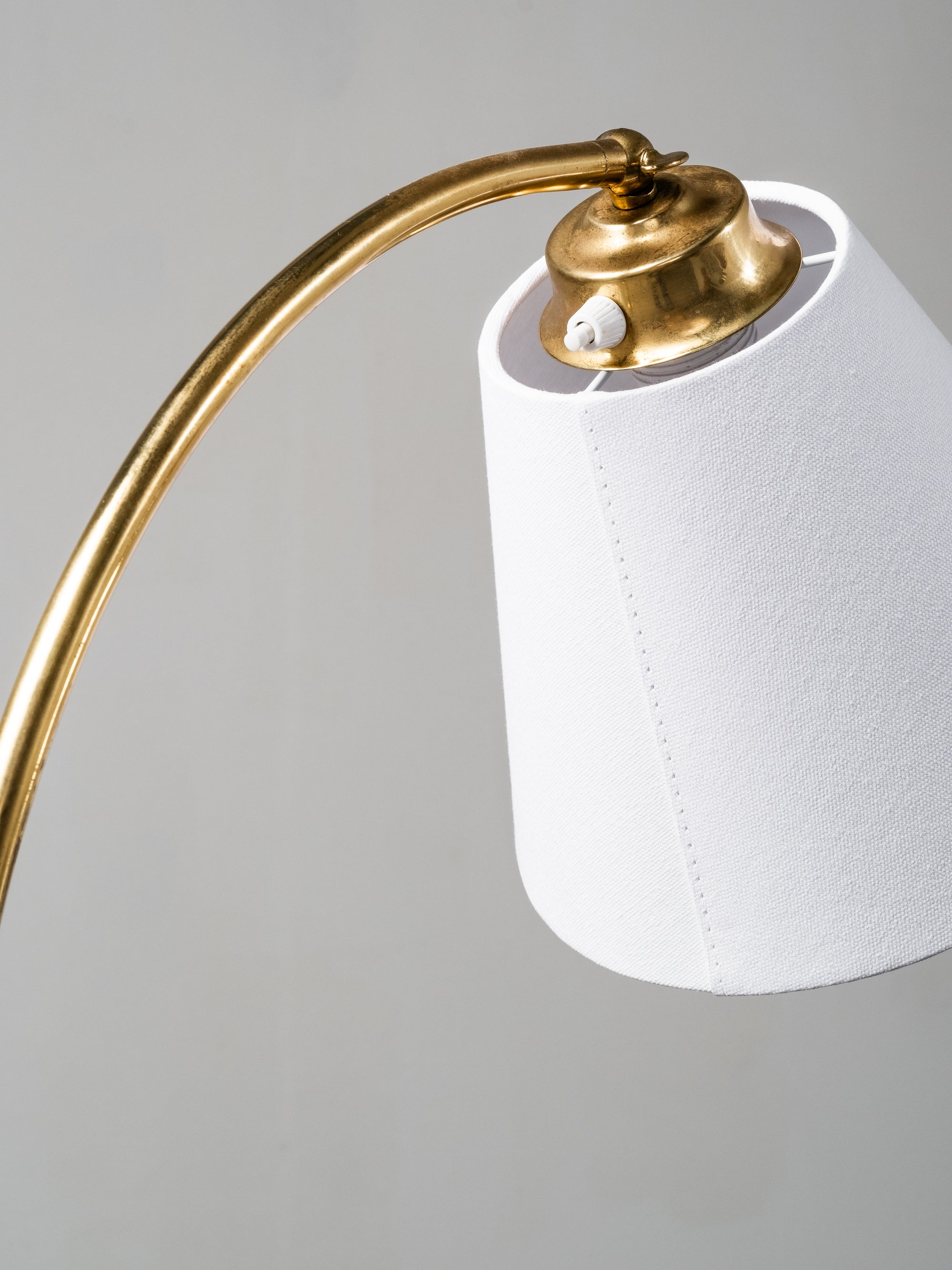 Swedish Designer, Floor Lamp in Brass, Birch and Blue-Grey Marble Base, 1940s