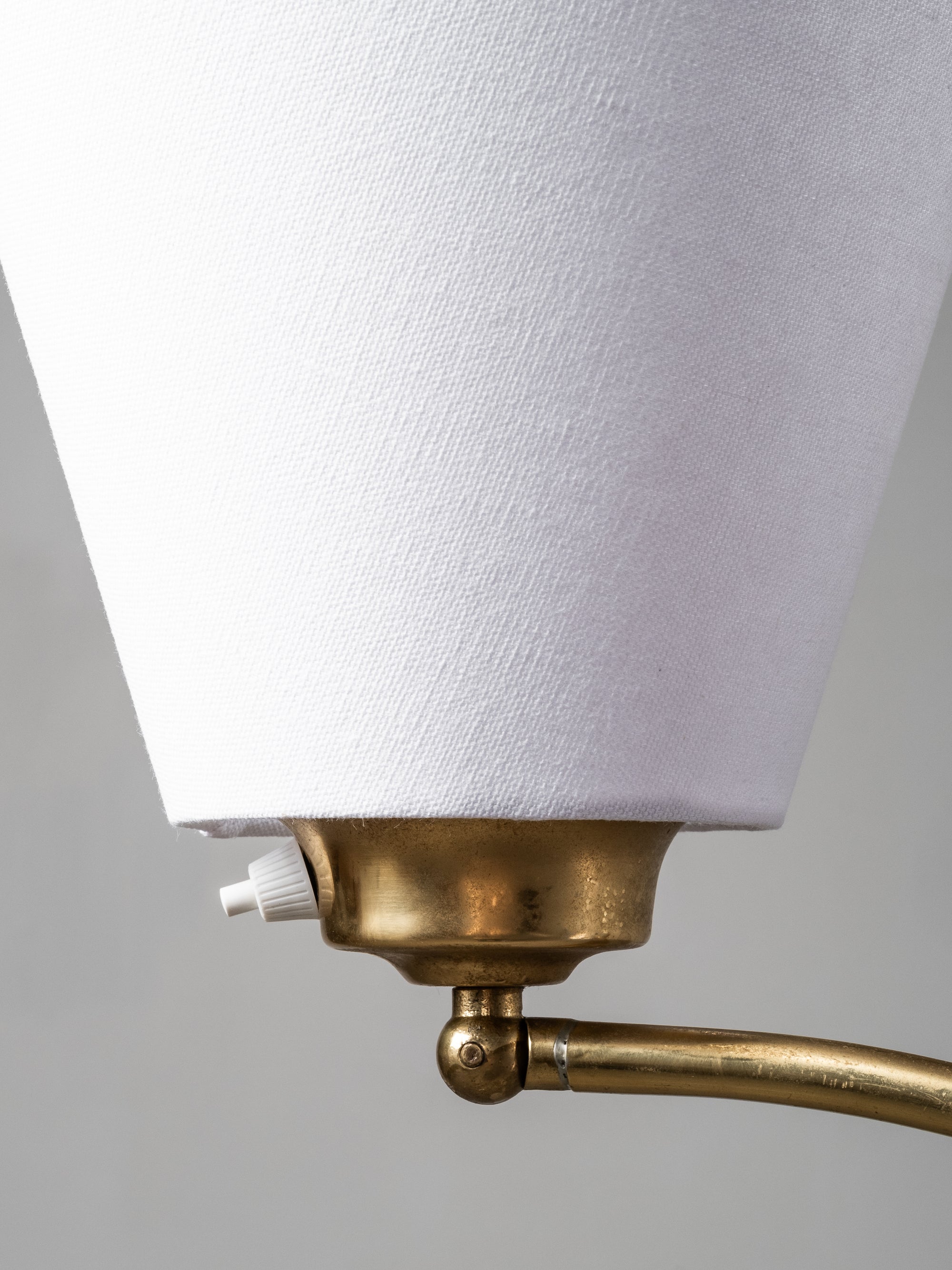 Swedish Designer, Floor Lamp in Brass, Birch and Blue-Grey Marble Base, 1940s