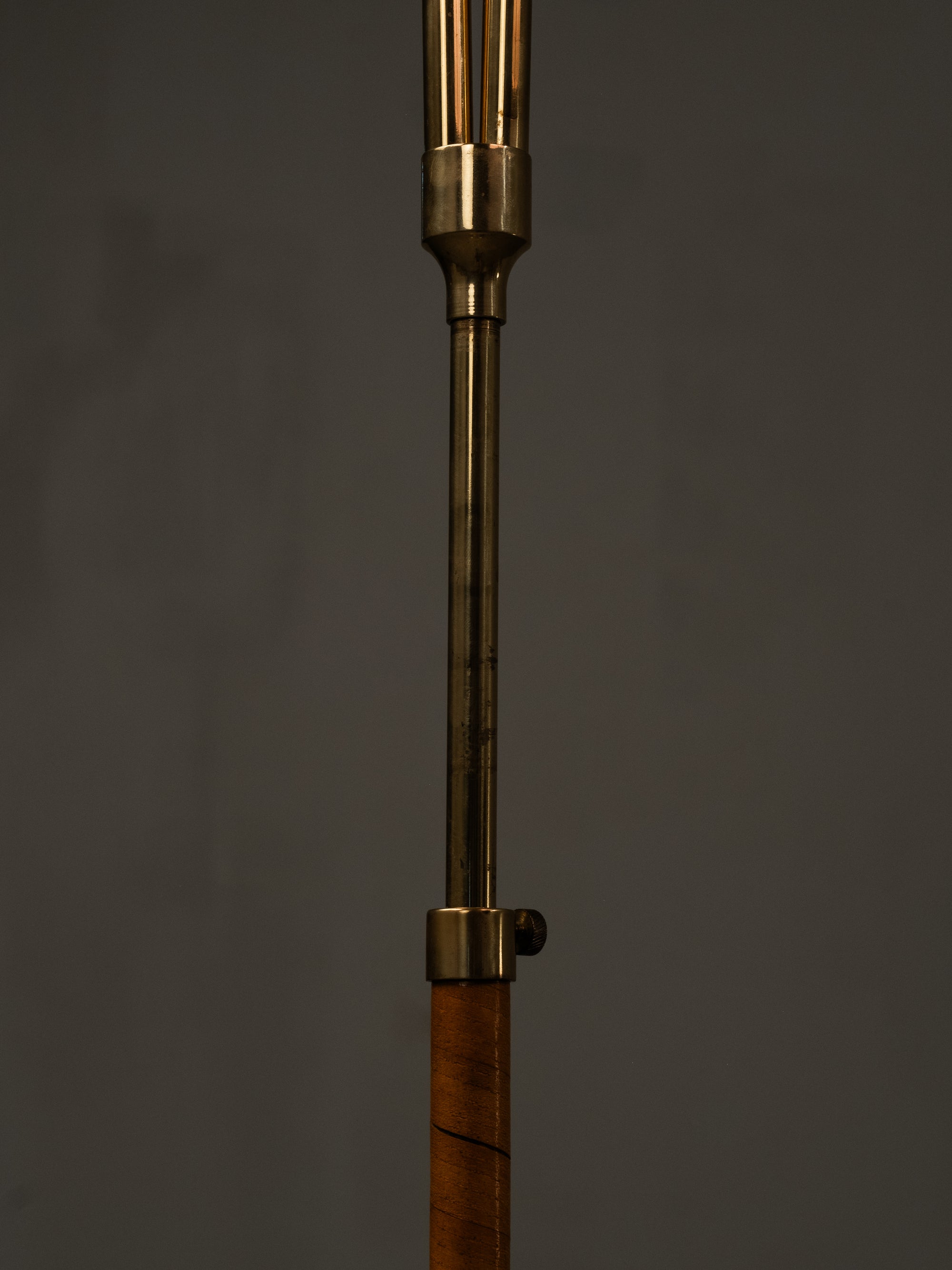 Swedish Designer, Floor Lamp in Brass, Birch and Blue-Grey Marble Base, 1940s