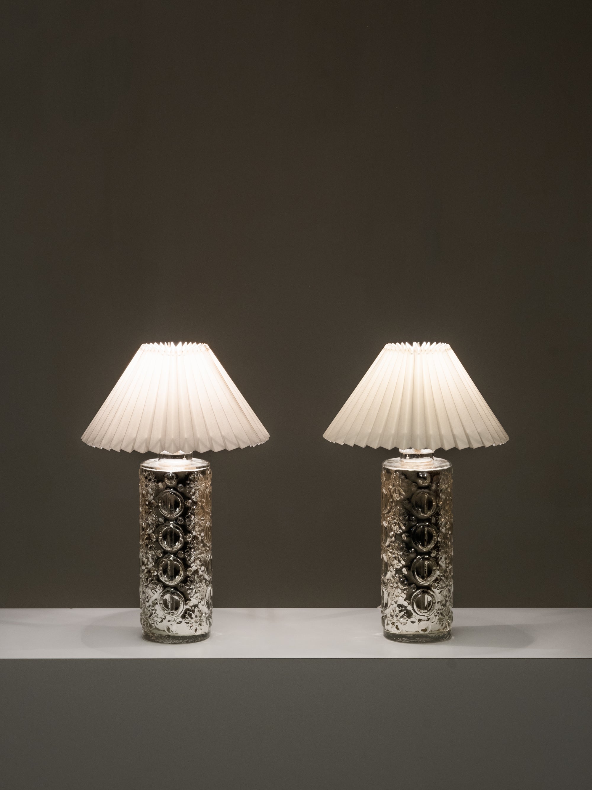 Pair of Mercury Glass Table Lamps by Gustav Leek for Orrefors, Sweden, 1960s