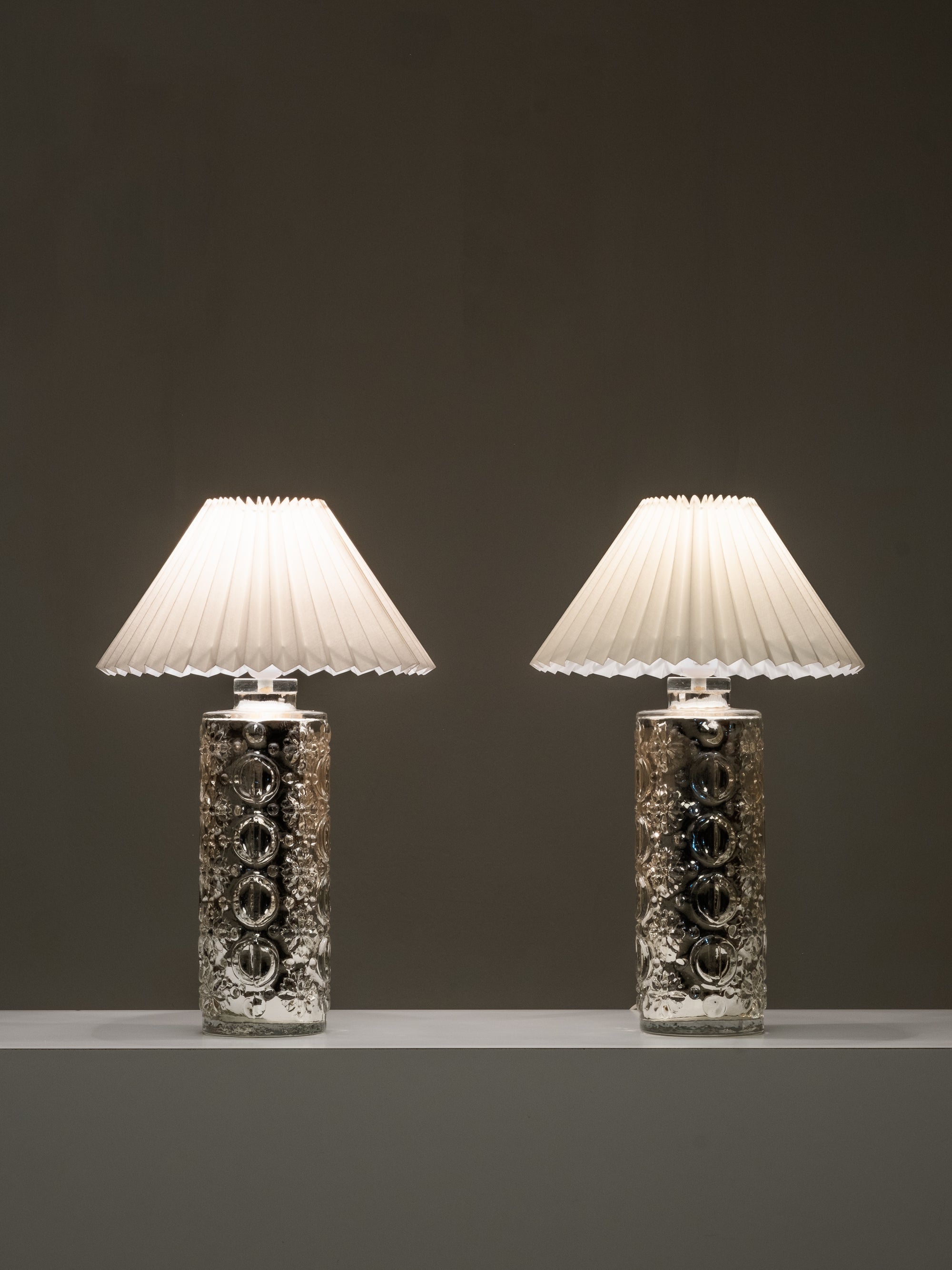 Pair of Mercury Glass Table Lamps by Gustav Leek for Orrefors, Sweden, 1960s