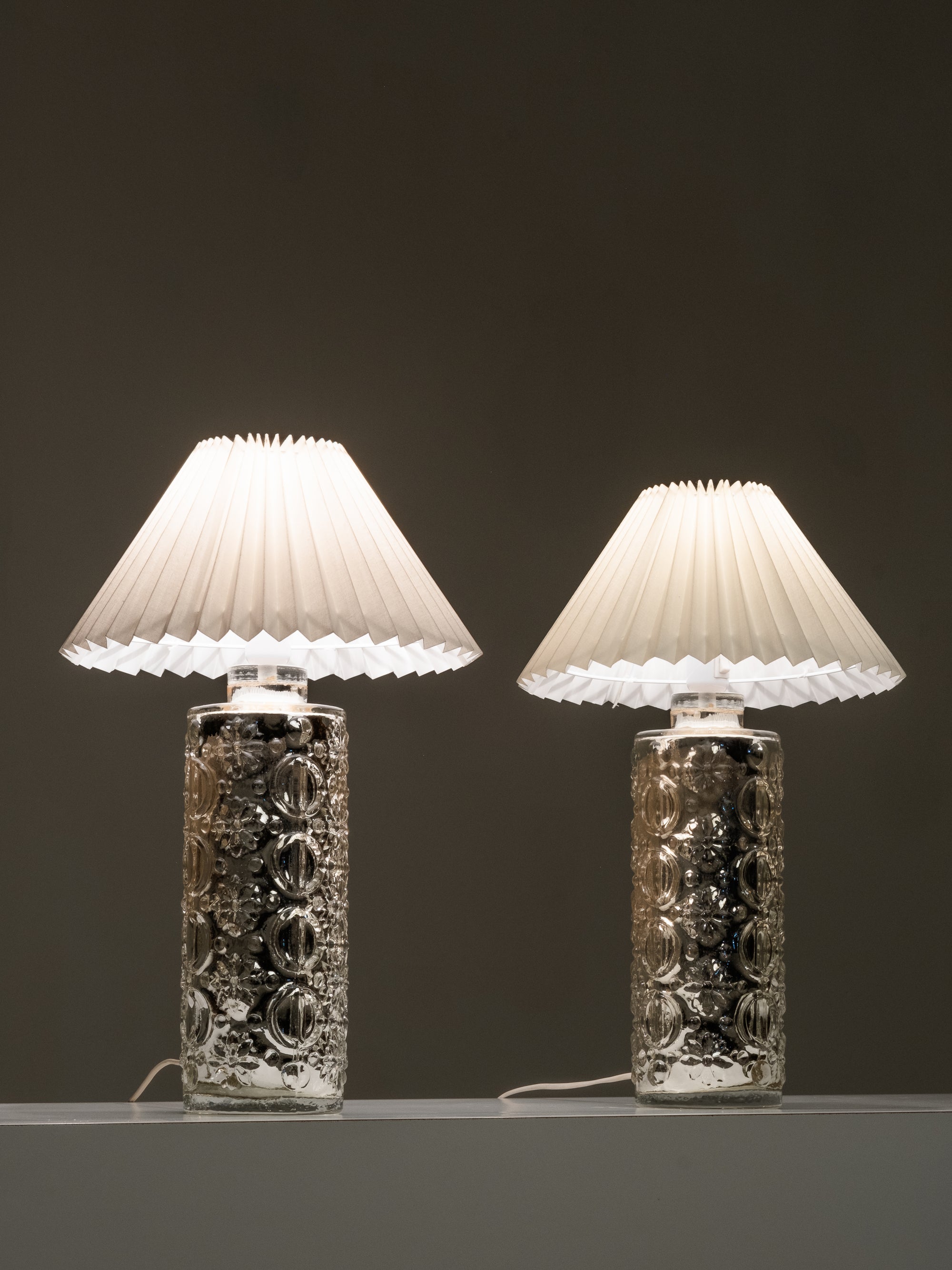 Pair of Mercury Glass Table Lamps by Gustav Leek for Orrefors, Sweden, 1960s