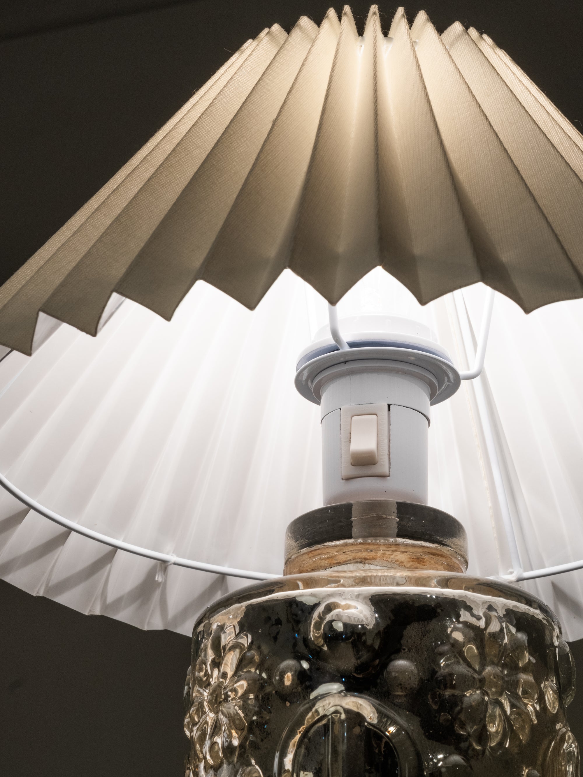 Pair of Mercury Glass Table Lamps by Gustav Leek for Orrefors, Sweden, 1960s