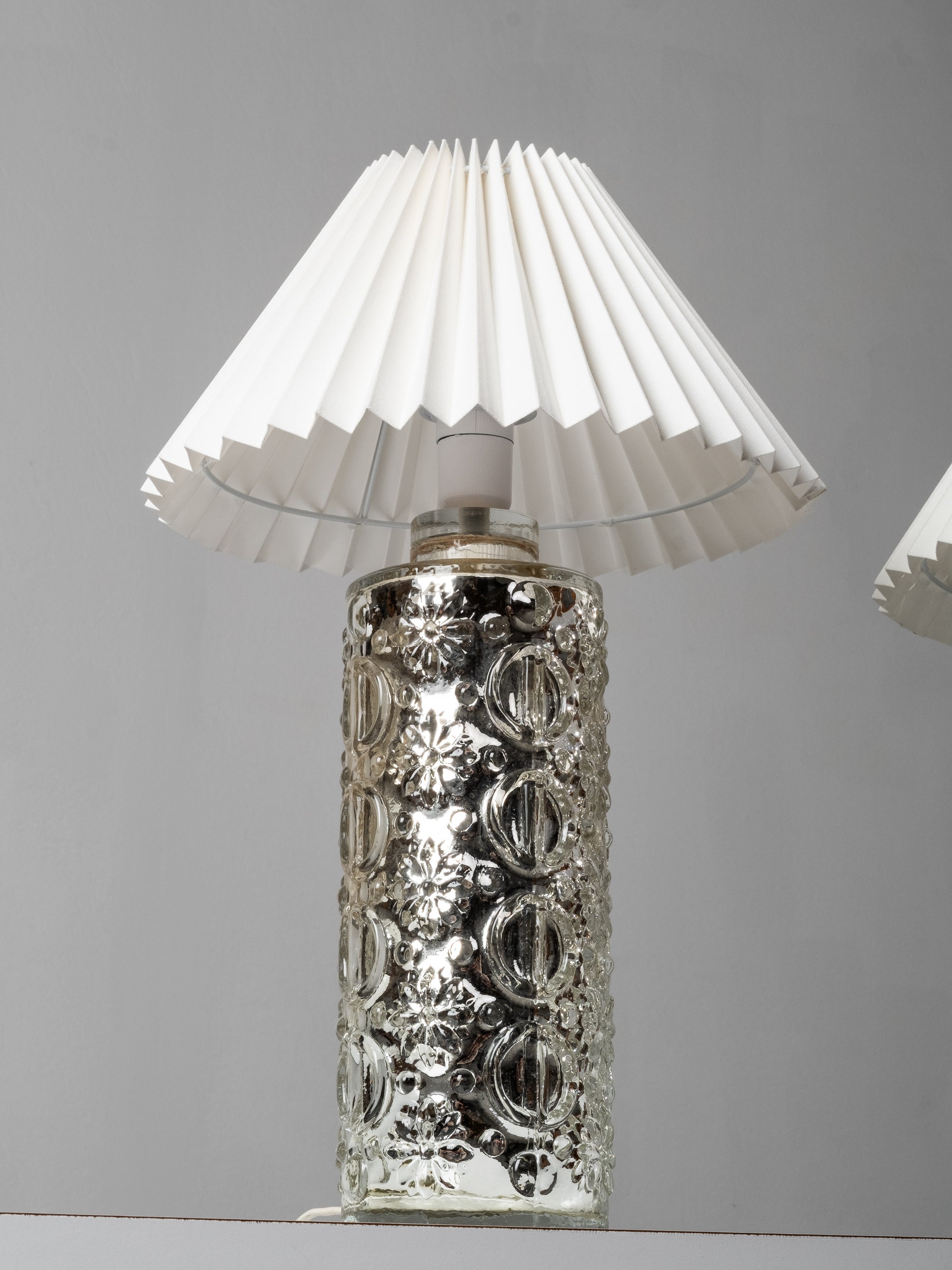 Pair of Mercury Glass Table Lamps by Gustav Leek for Orrefors, Sweden, 1960s