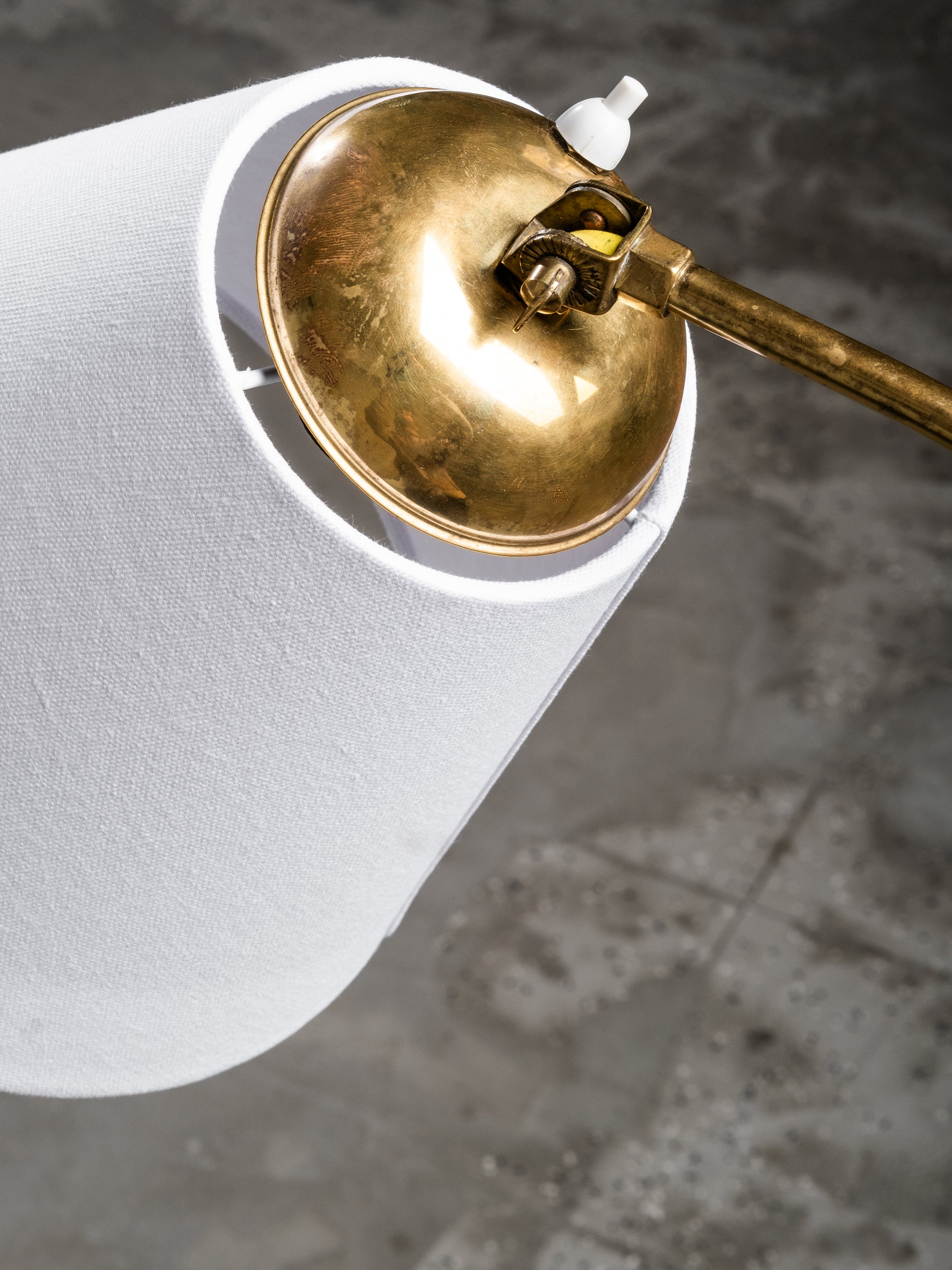 Finnish Functionalist Birch &amp; Brass Floor Lamp, 1940s