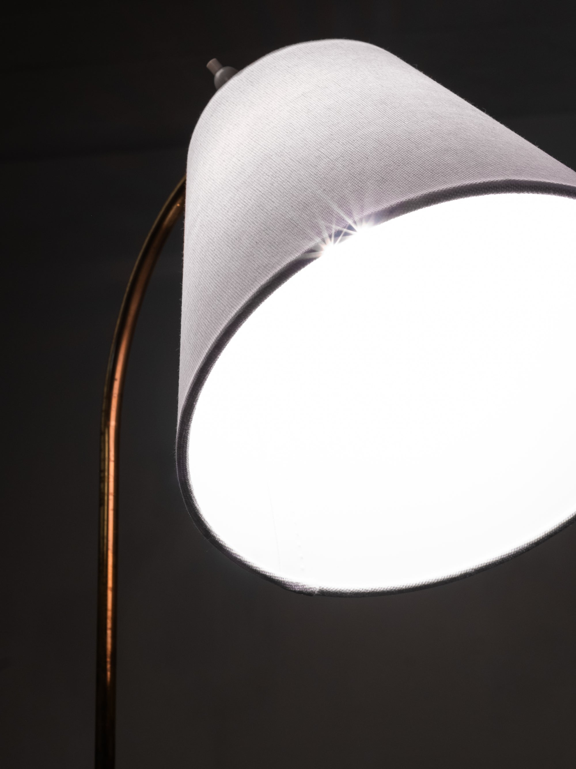 Finnish Functionalist Birch &amp; Brass Floor Lamp, 1940s