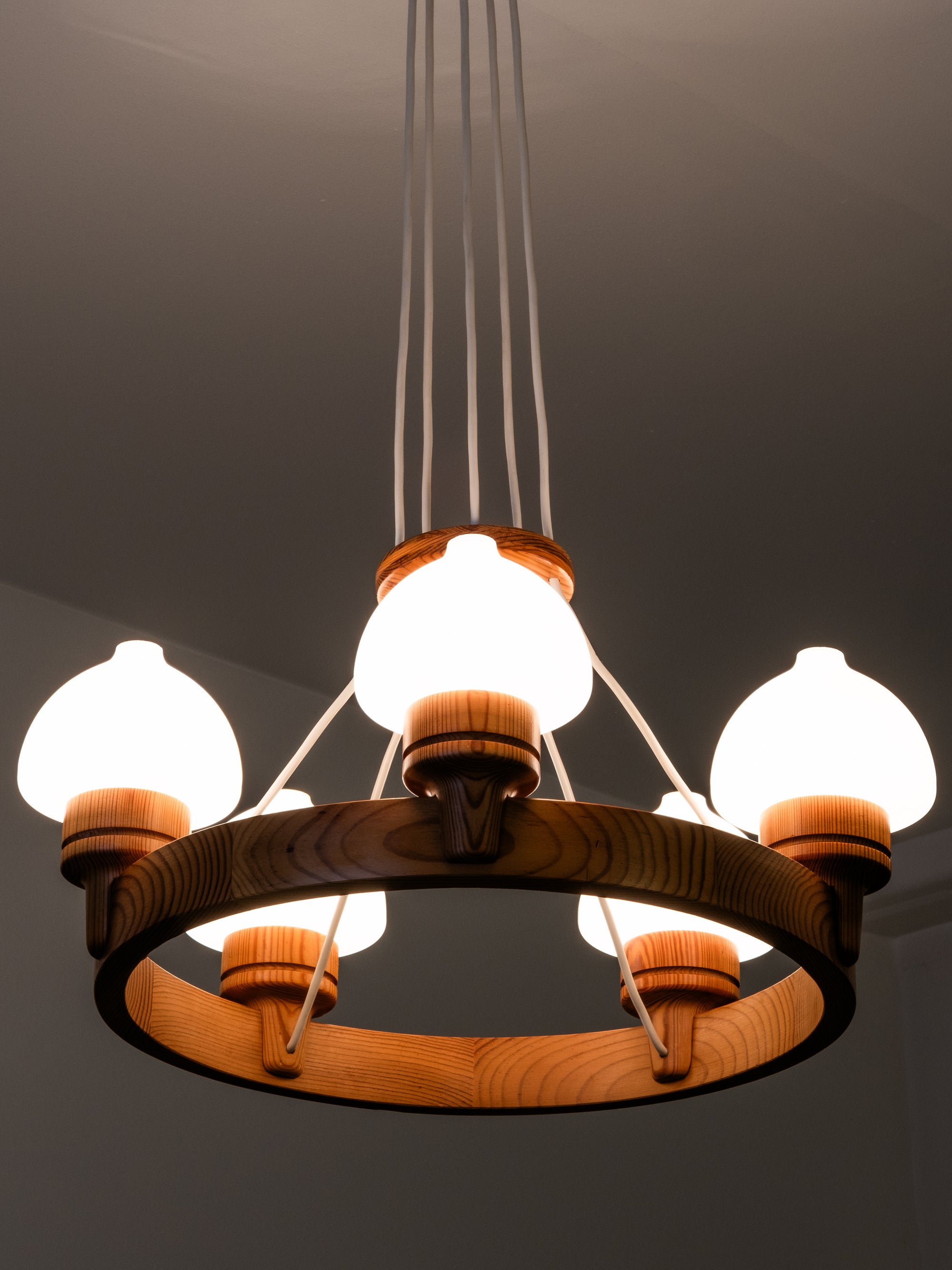 Pine Wood Chandelier by Uno Dahlen for Aneta, Sweden, 1970s