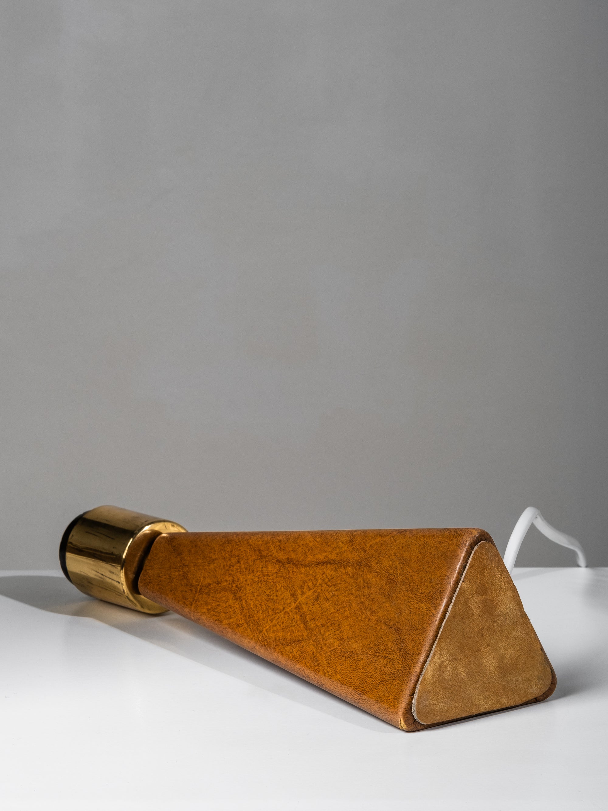 Pair of Leatherette &amp; Brass Table Lamps by Lisa Johansson-Pape for Orno, 1960s