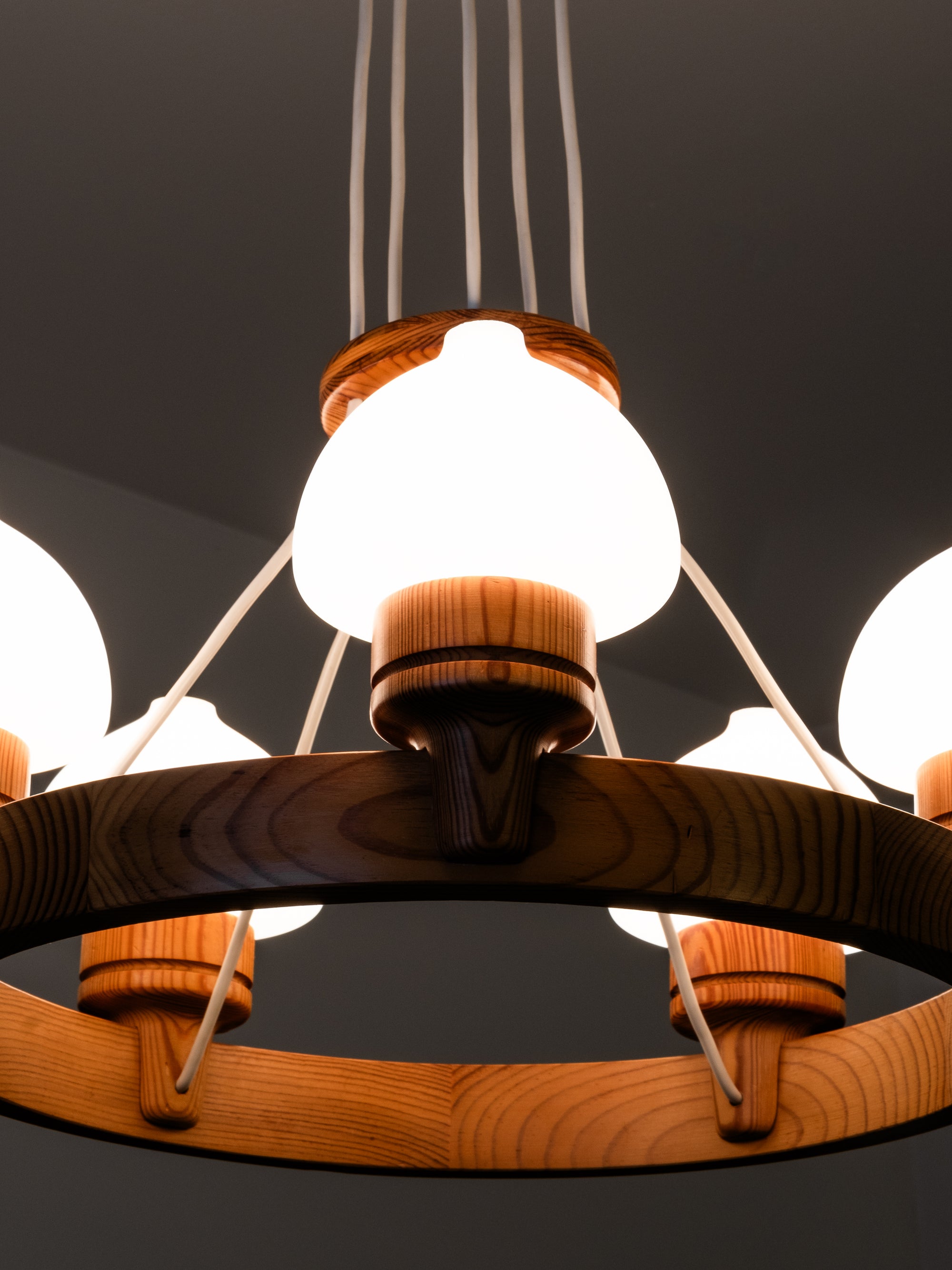 Pine Wood Chandelier by Uno Dahlen for Aneta, Sweden, 1970s