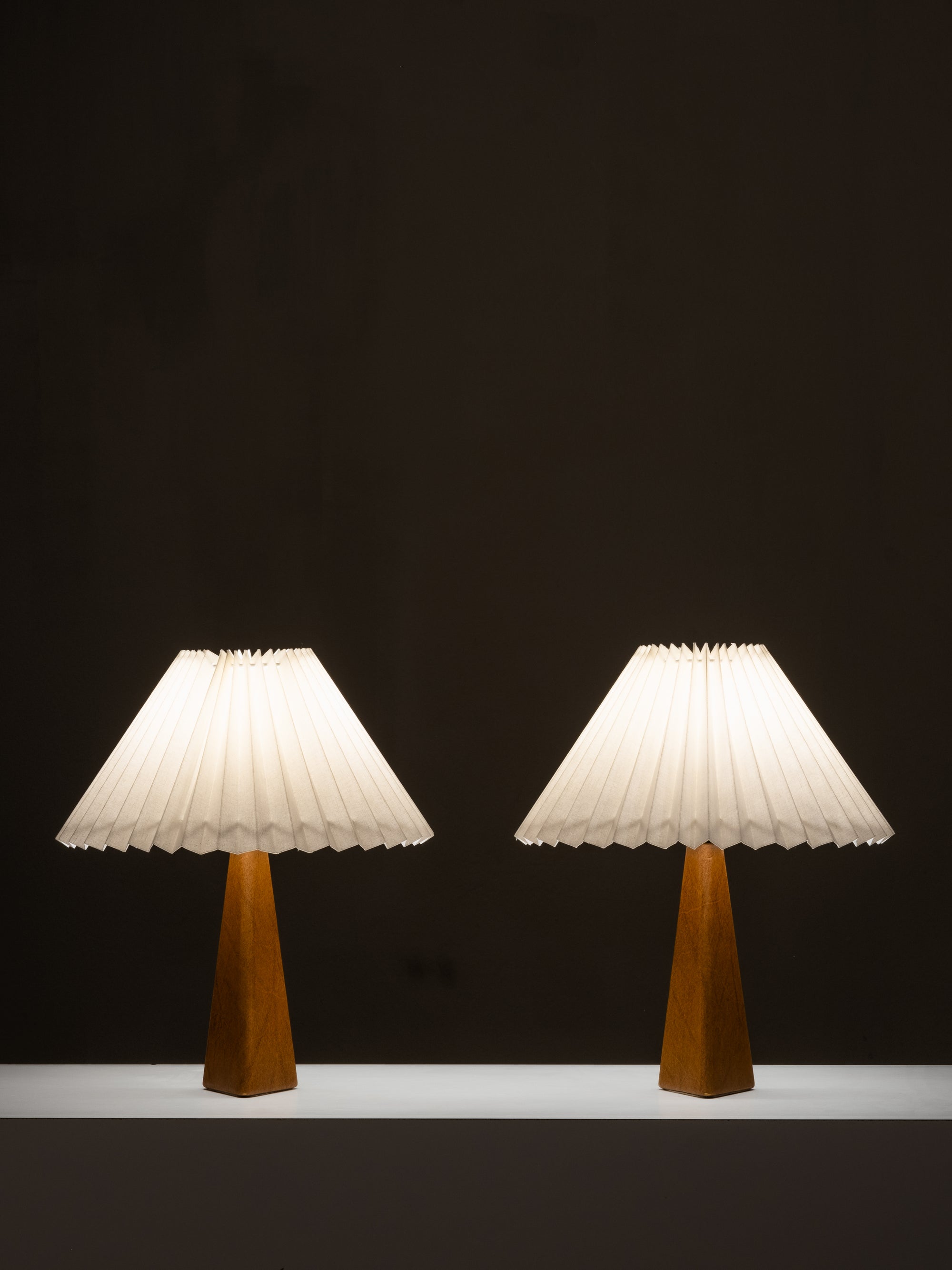 Pair of Leatherette &amp; Brass Table Lamps by Lisa Johansson-Pape for Orno, 1960s