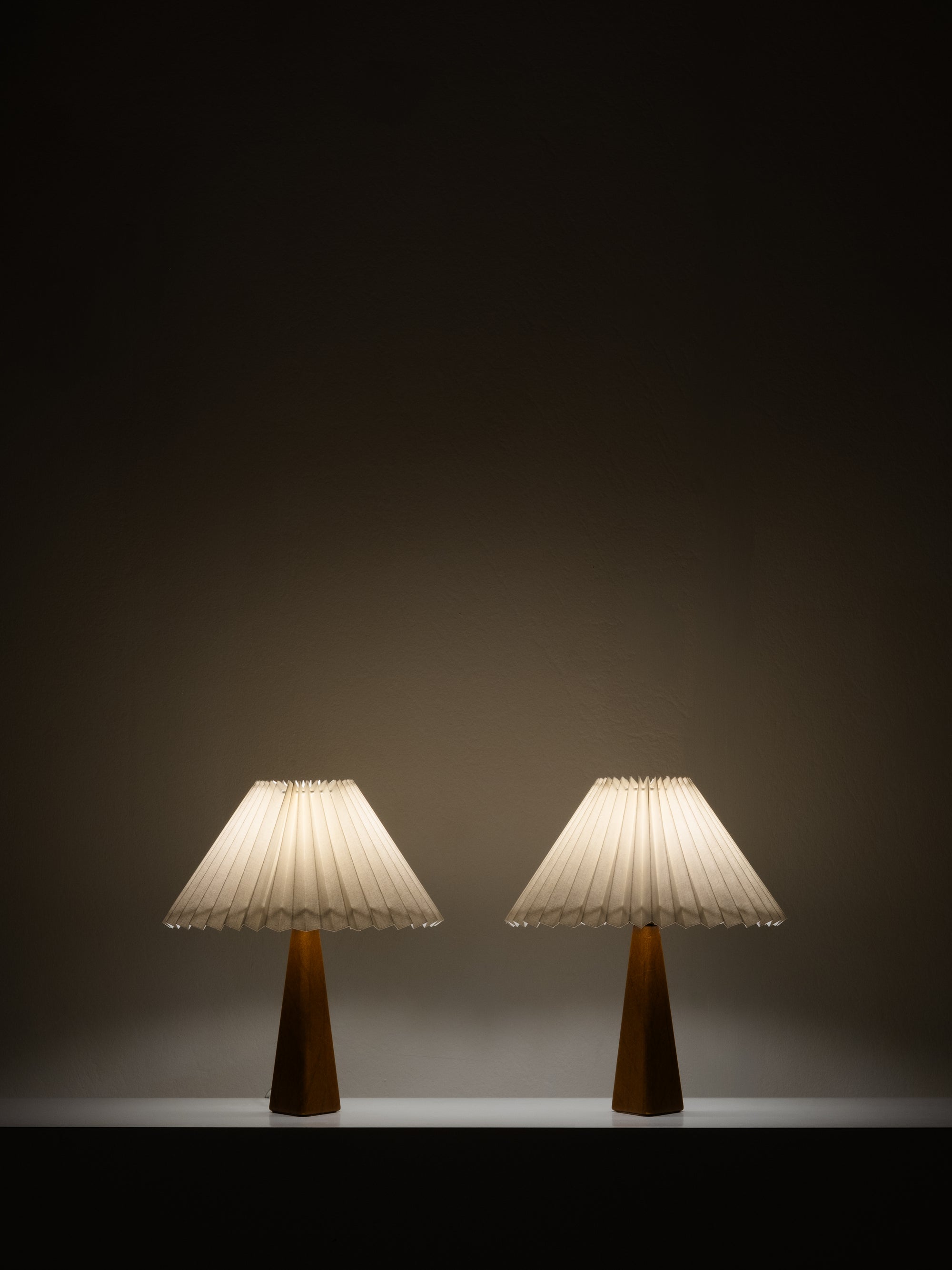 Pair of Leatherette &amp; Brass Table Lamps by Lisa Johansson-Pape for Orno, 1960s