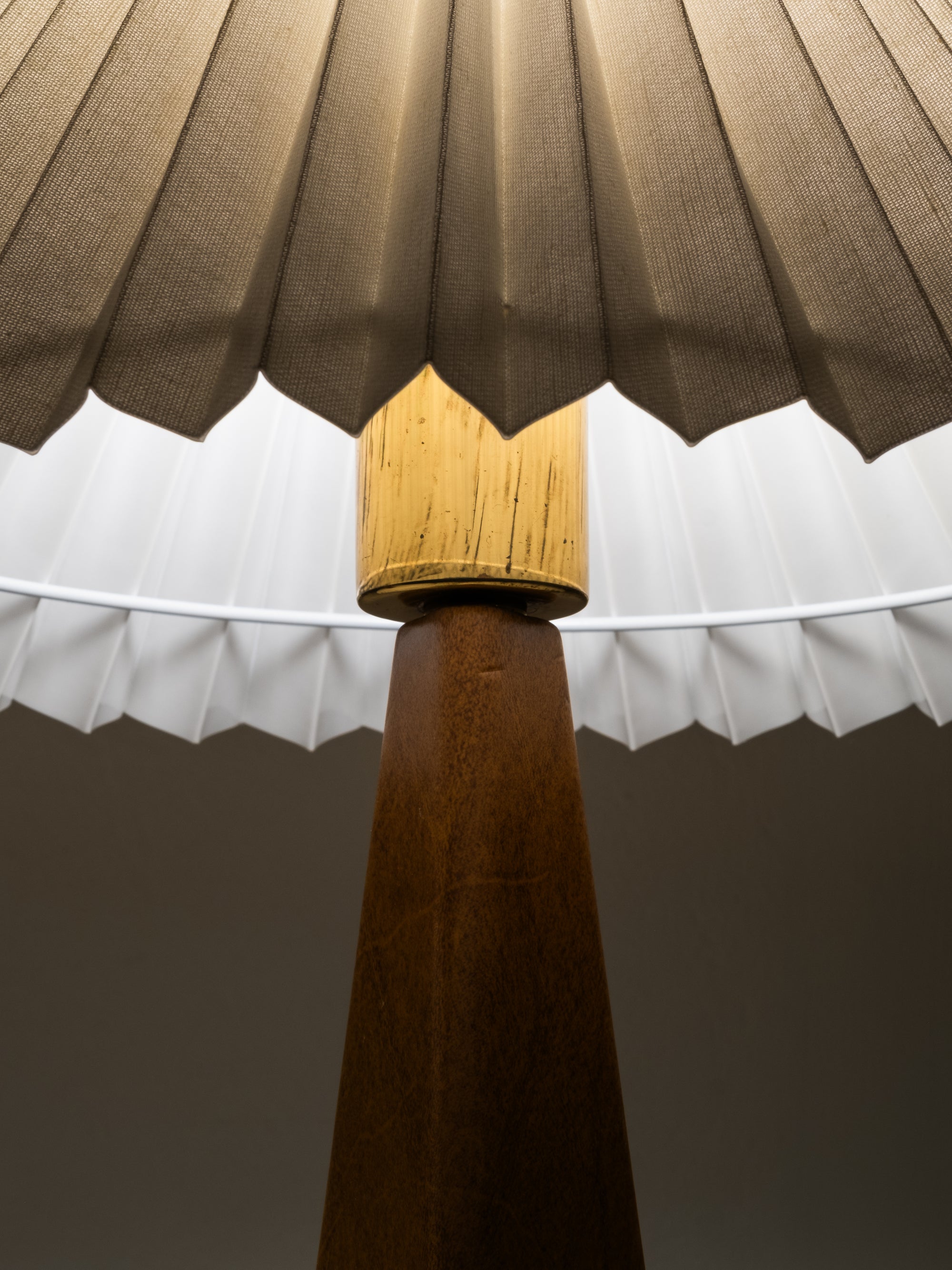 Pair of Leatherette &amp; Brass Table Lamps by Lisa Johansson-Pape for Orno, 1960s