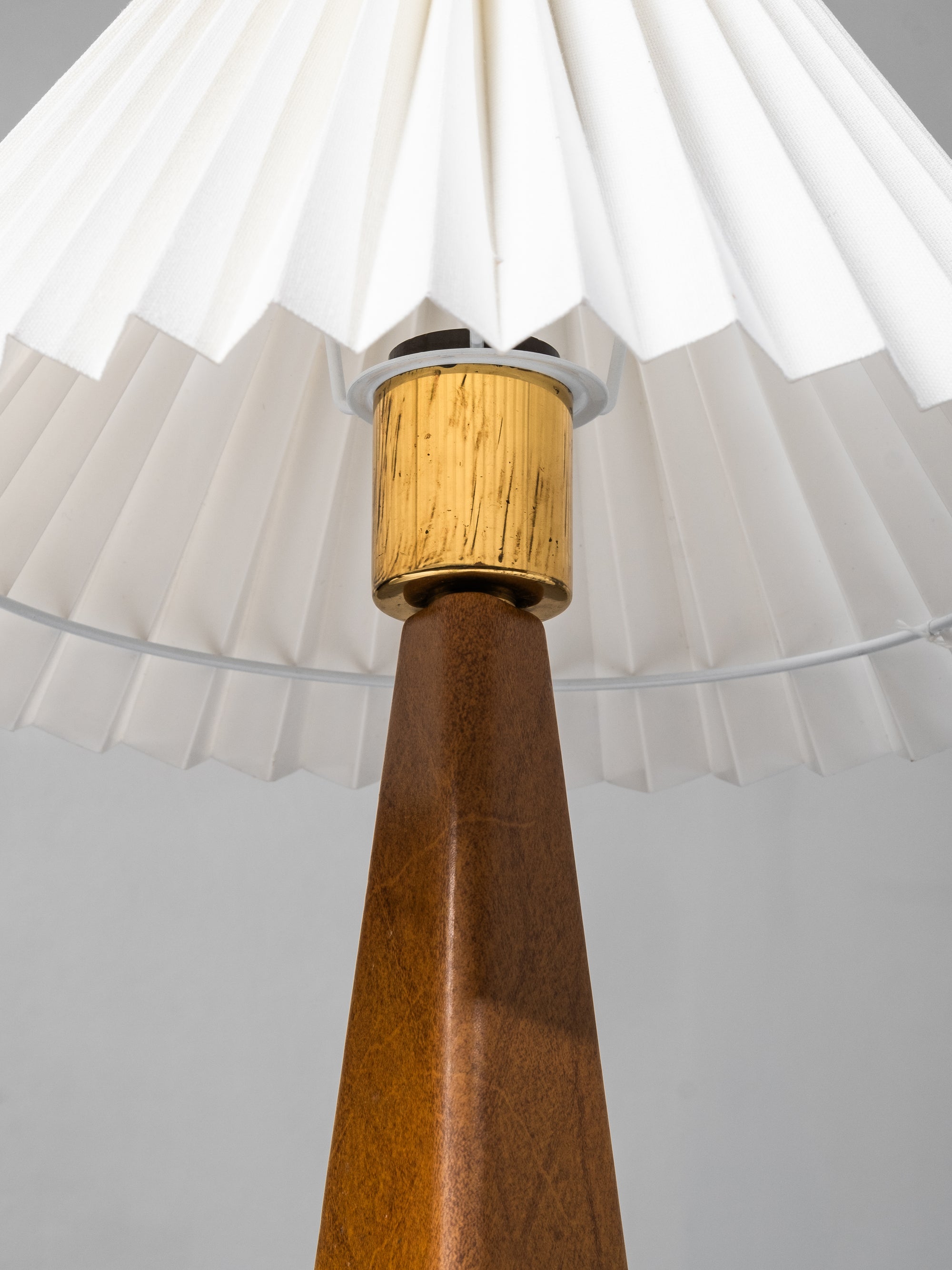 Pair of Leatherette &amp; Brass Table Lamps by Lisa Johansson-Pape for Orno, 1960s